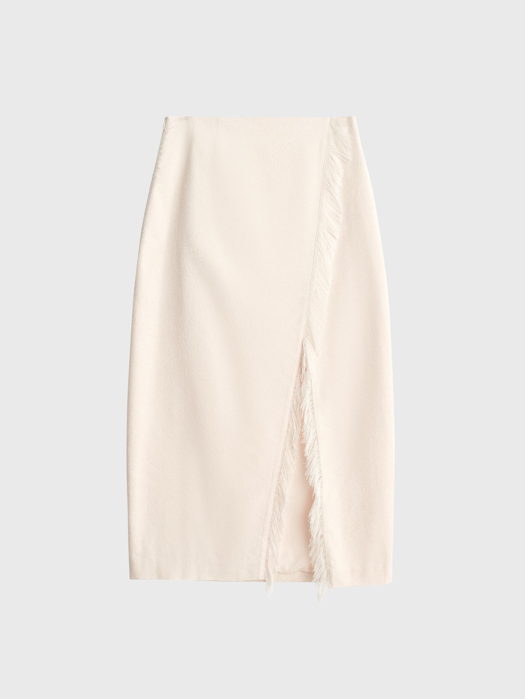white tailored wrap skirt