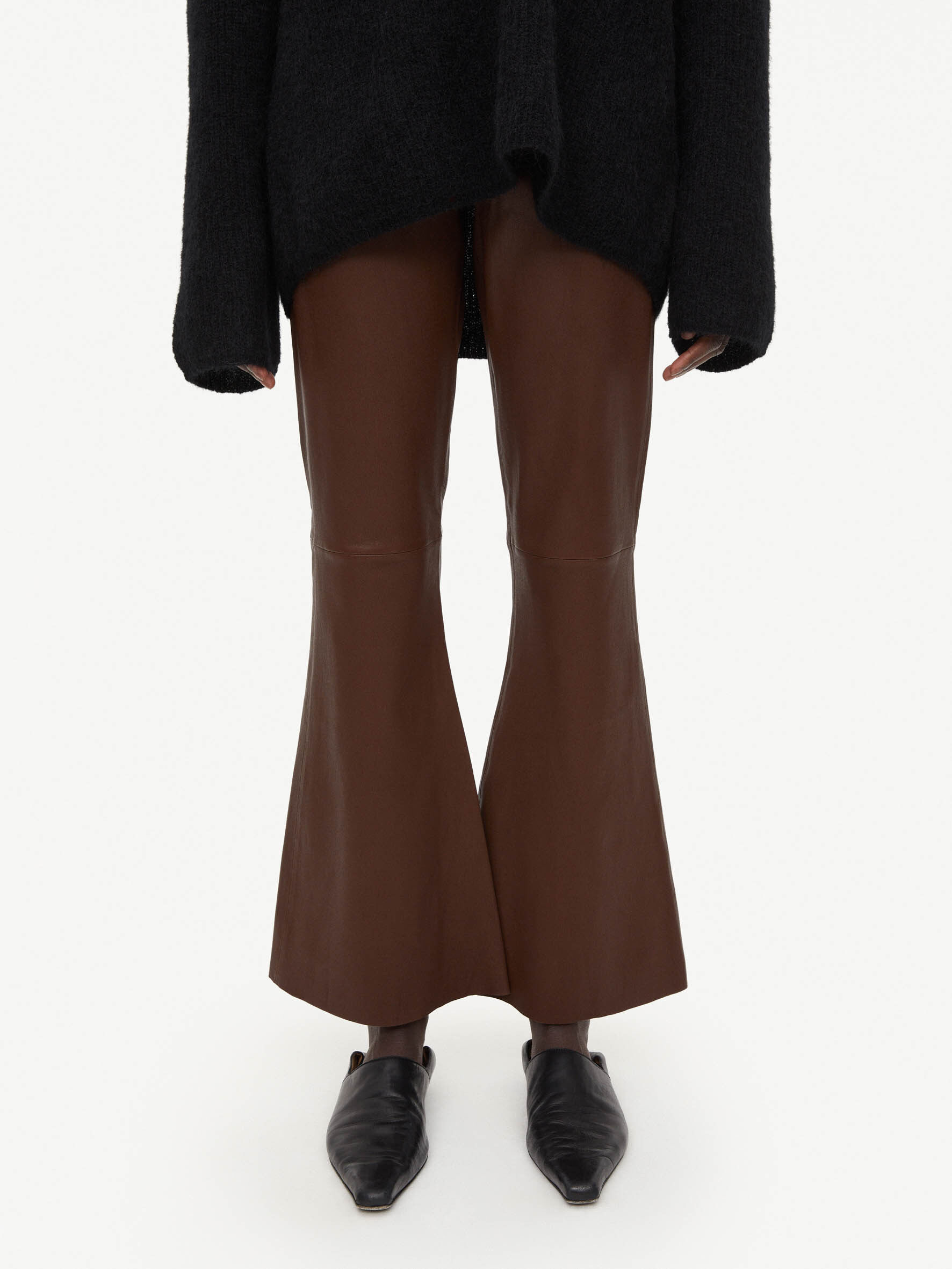 Leather crop pants - Women | MANGO OUTLET USA