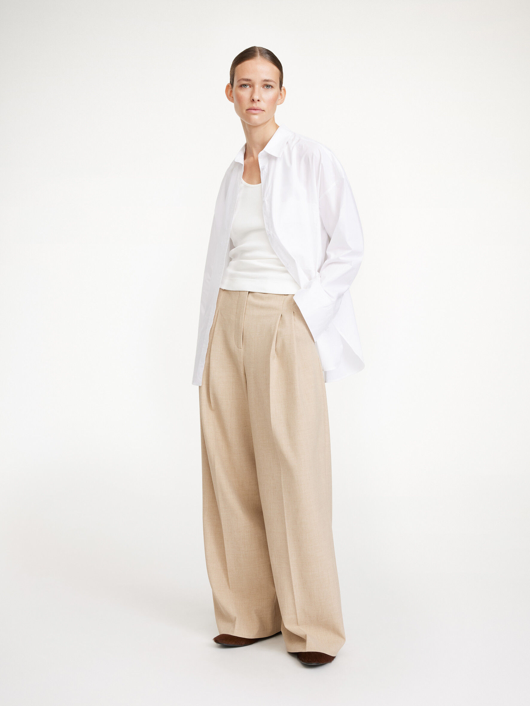 High waist trousers tan brown - Cameo Outfits