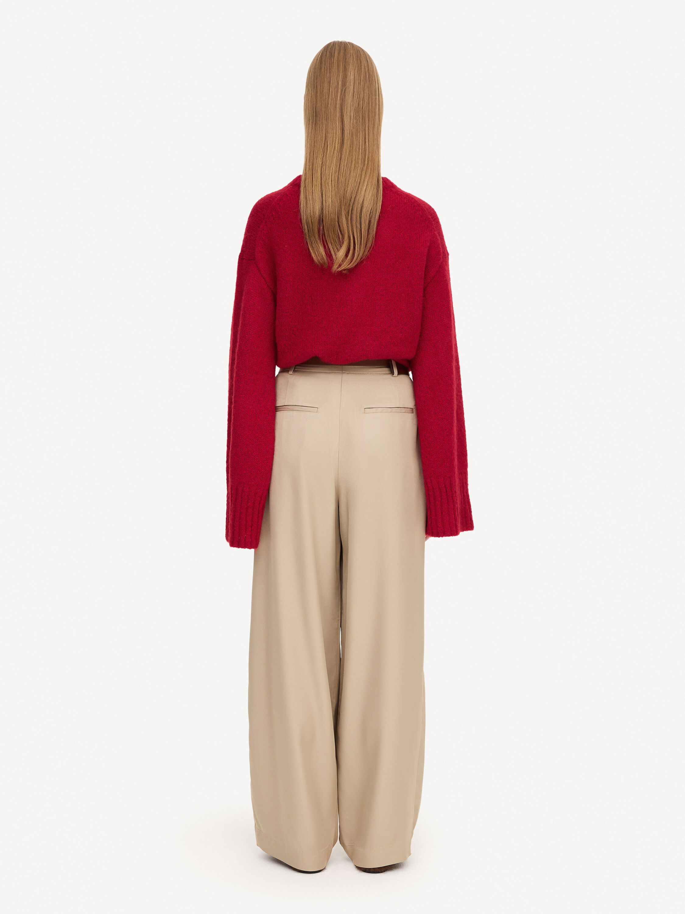 Jenise Double-Pleat Cropped Trousers
