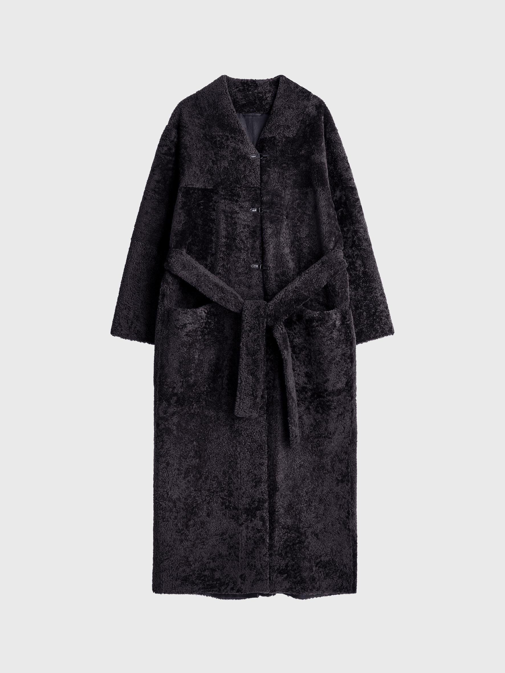 maxi shearling coat