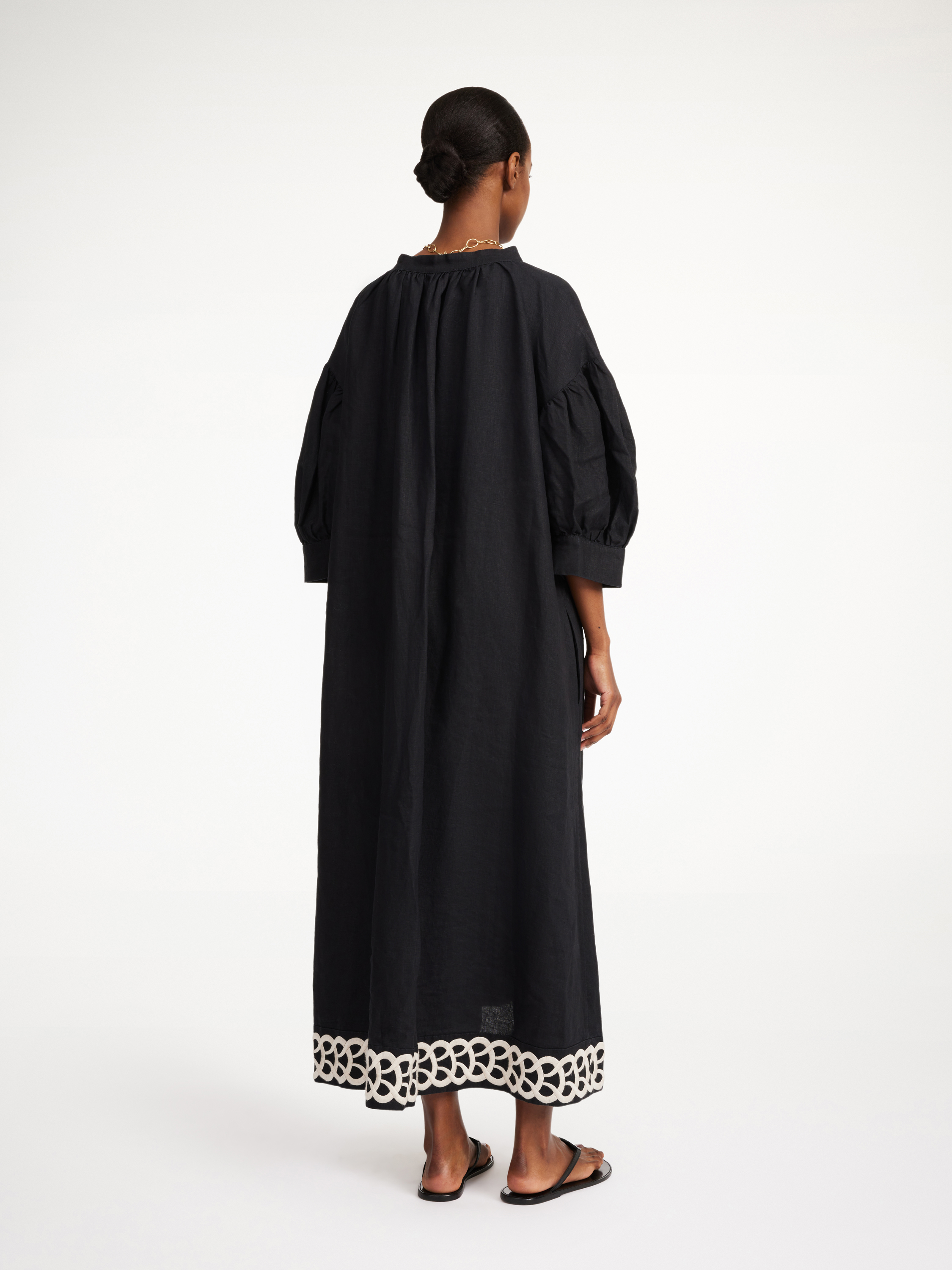 Shop By Malene Birger Lydea Linen Maxi Dress In Black