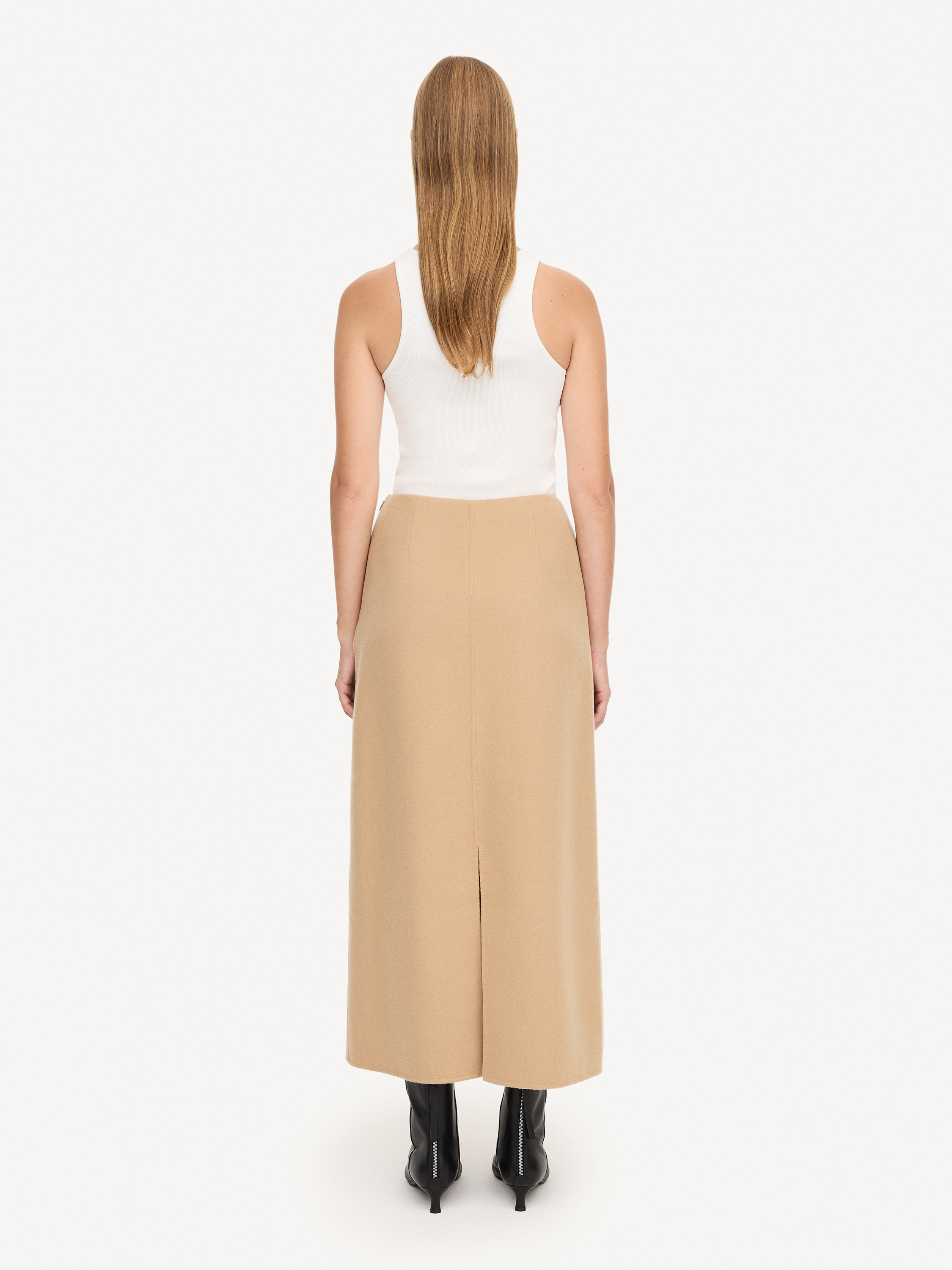 Shop By Malene Birger Palomie Midi Skirt In Dark Sand