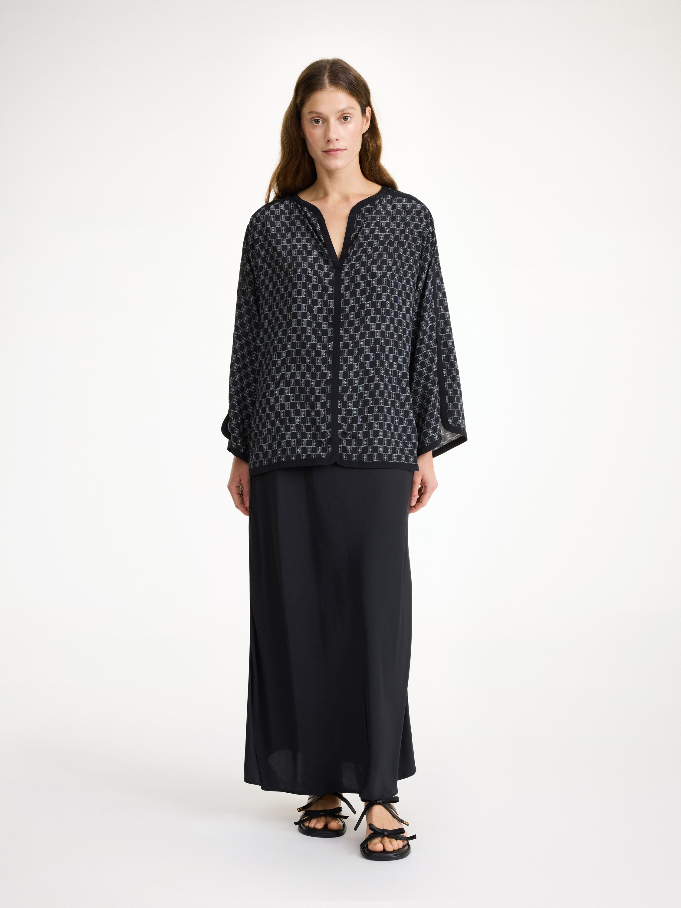 By Malene Birger Plazzo Blouse In Mono Lined 050