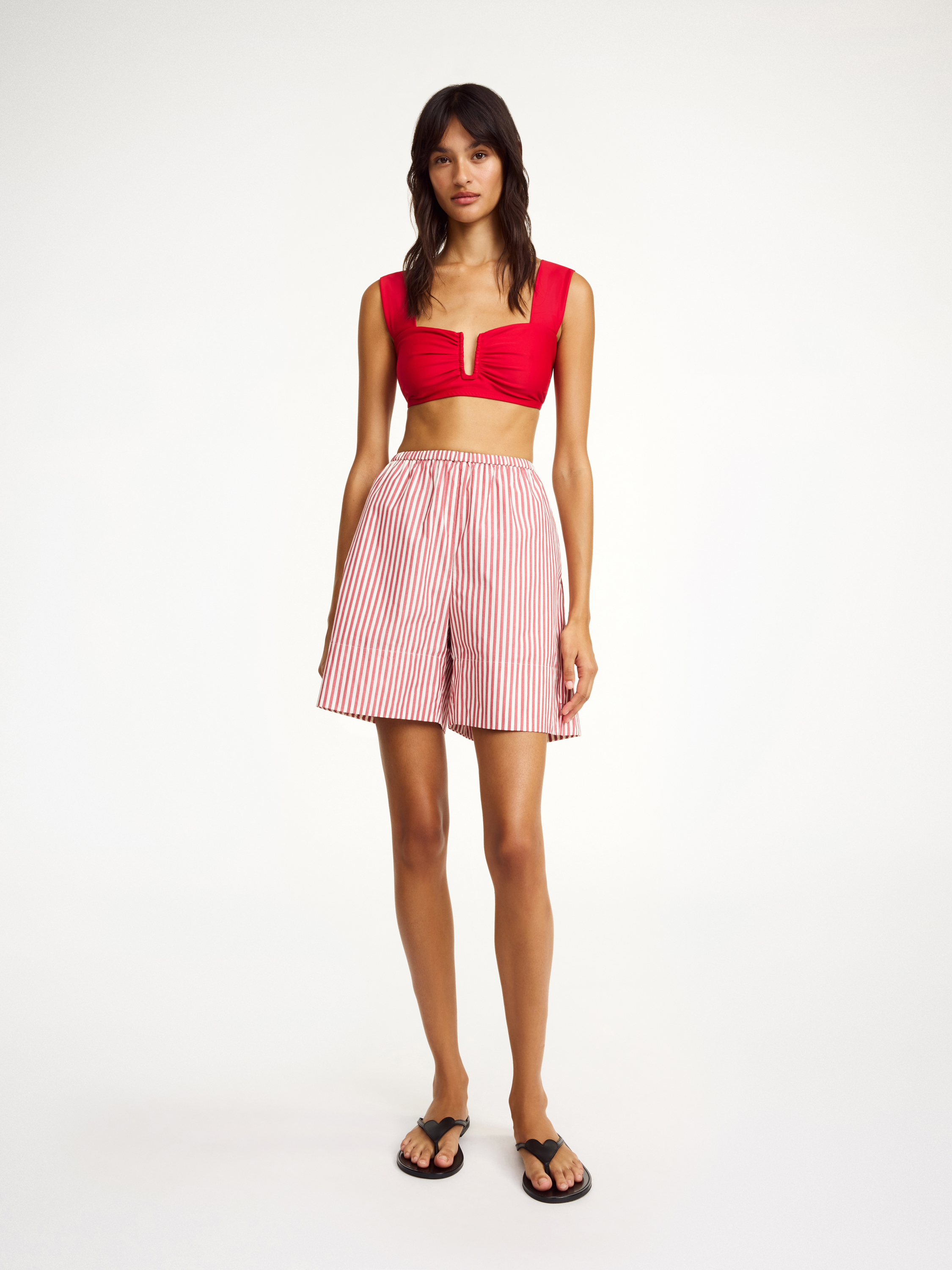 Shop By Malene Birger Siona Shorts In Red White Stripes