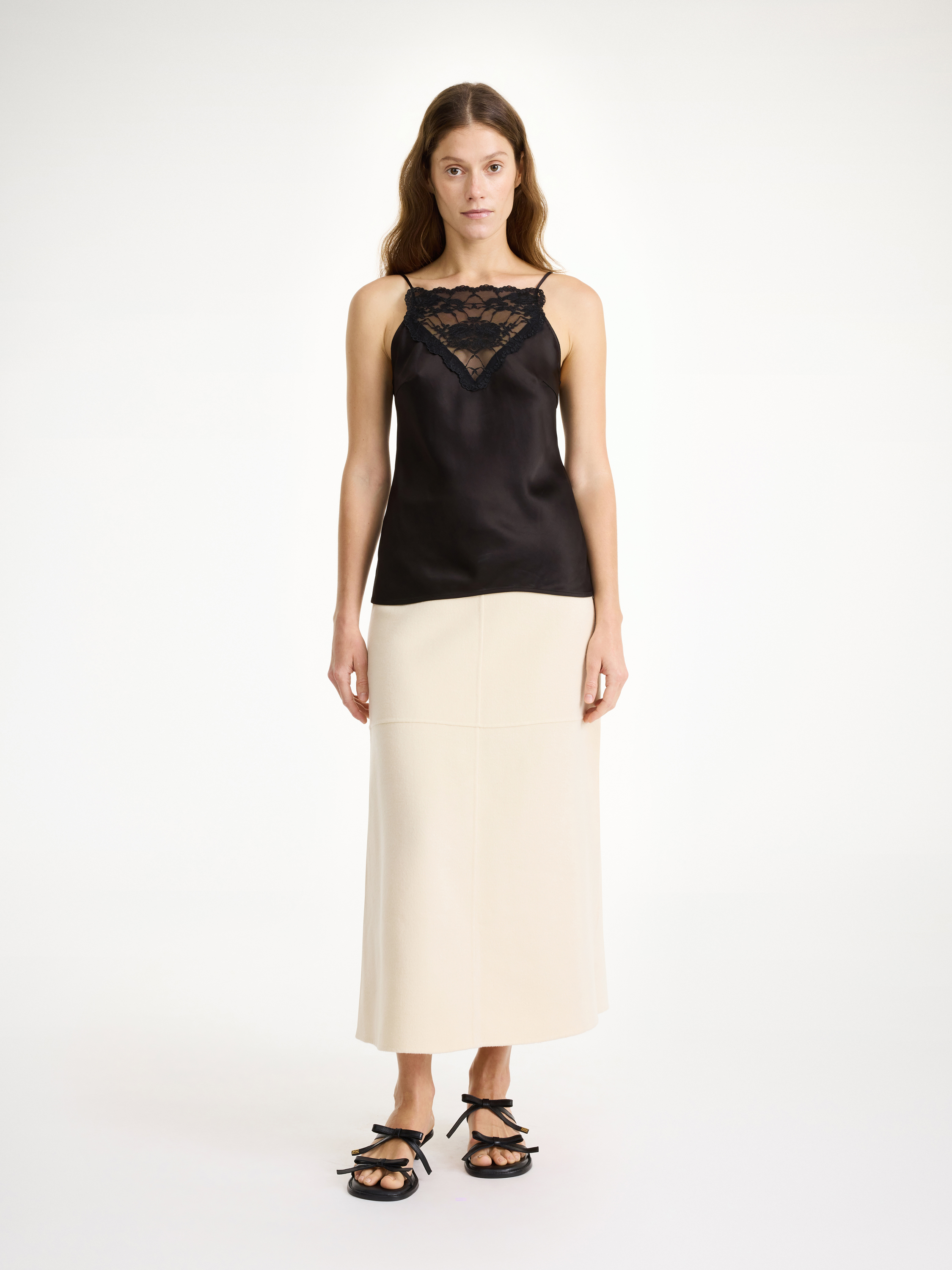 By Malene Birger Angello Wool Midi Skirt In Pearl