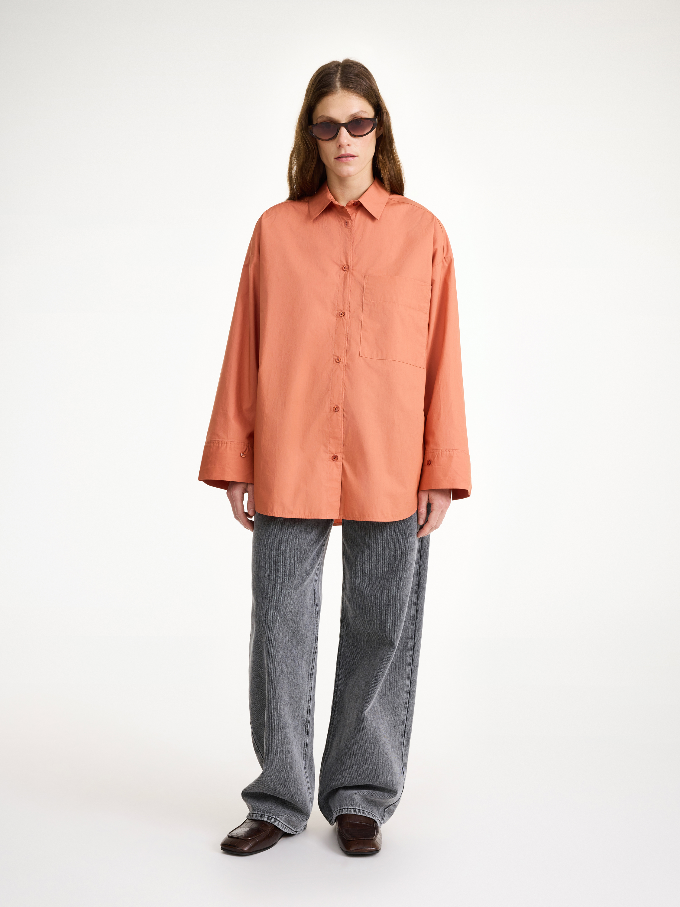 By Malene Birger Derris Organic Cotton Shirt In Dark Cherry Plum