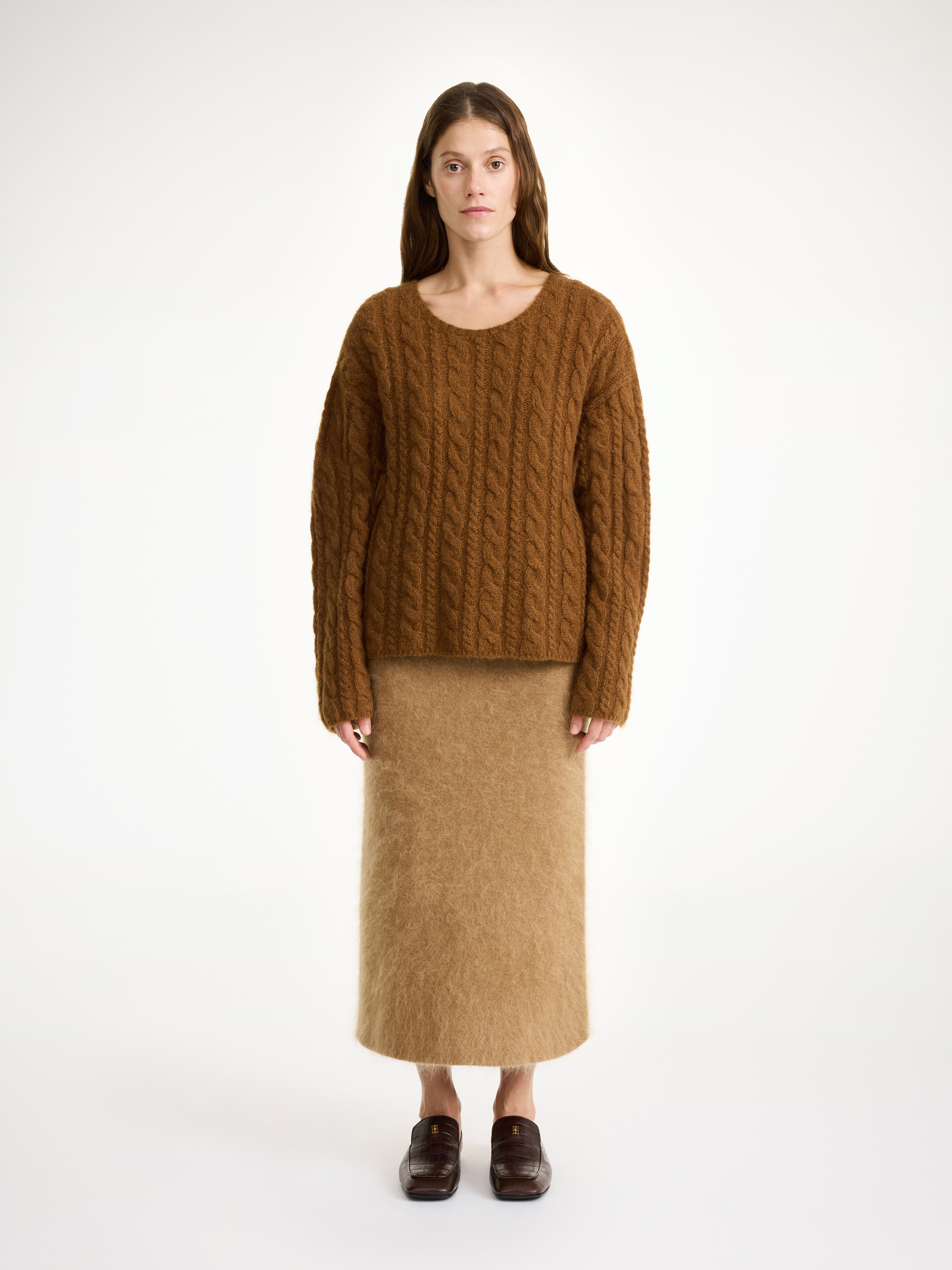 By Malene Birger Cierra Cable-knit Sweater In Bison