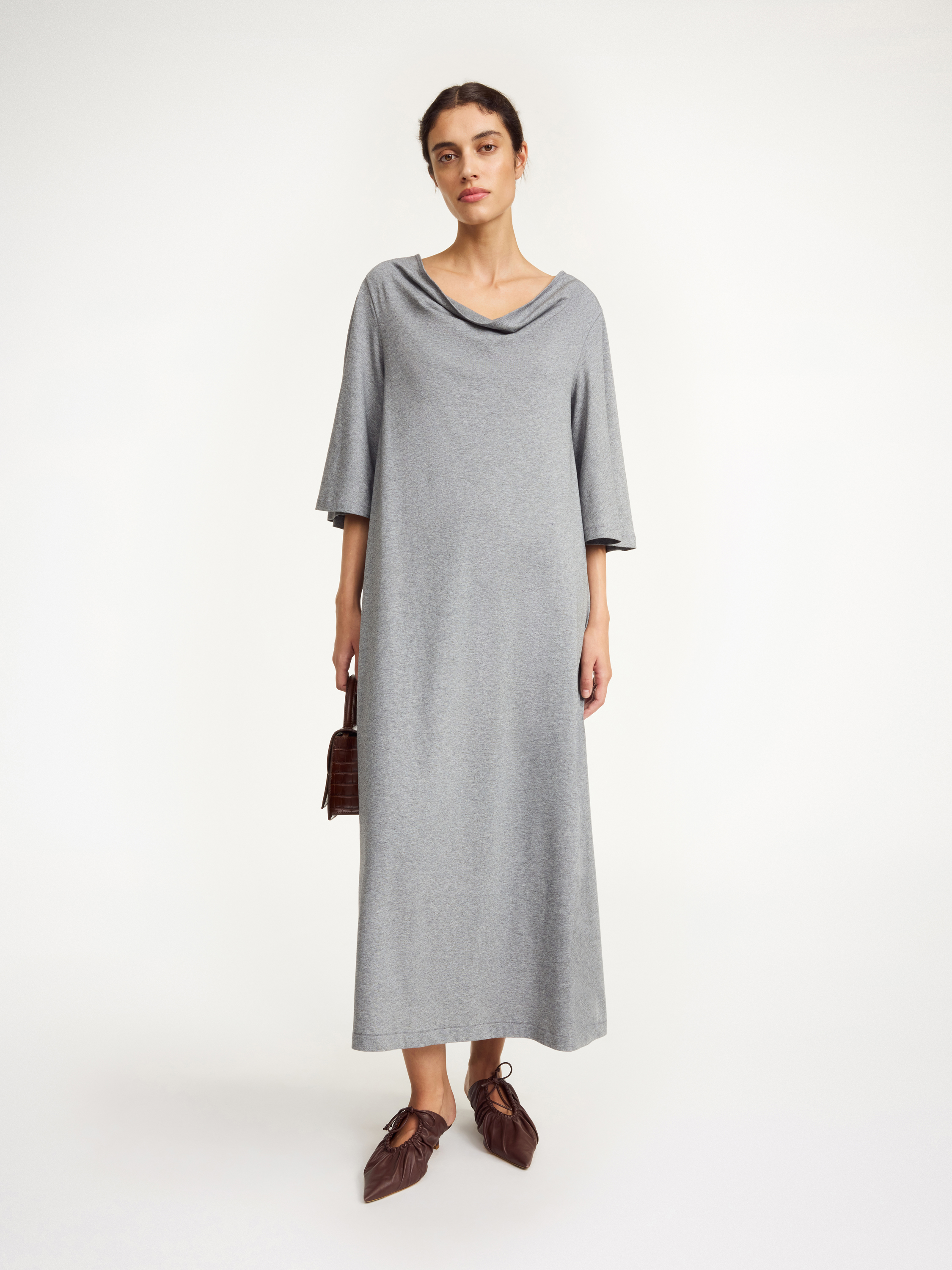 Shop By Malene Birger Yalia Maxi Dress In Grey Melange