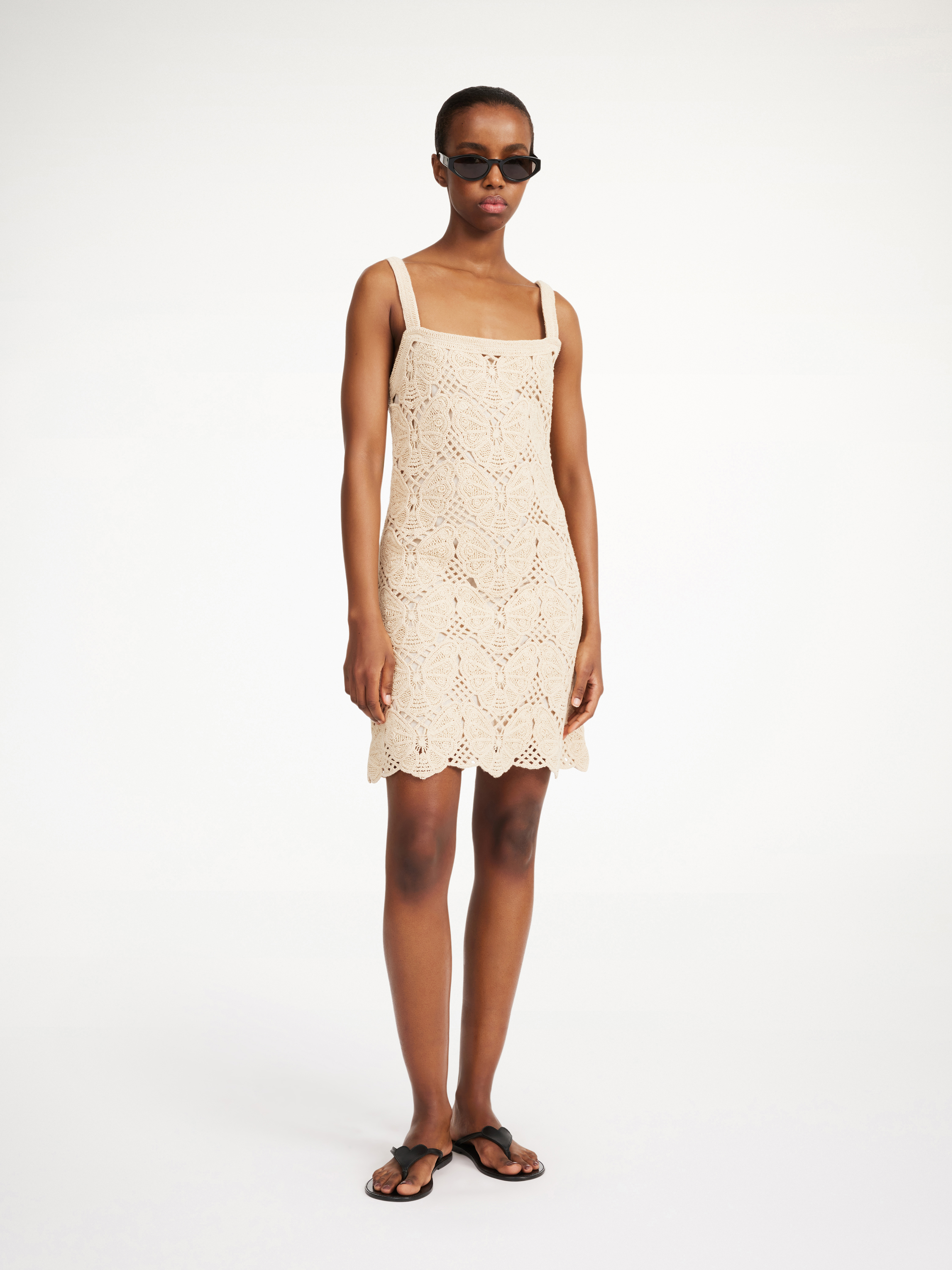 By Malene Birger Falla Crochet Mini Dress In Oyster Gray