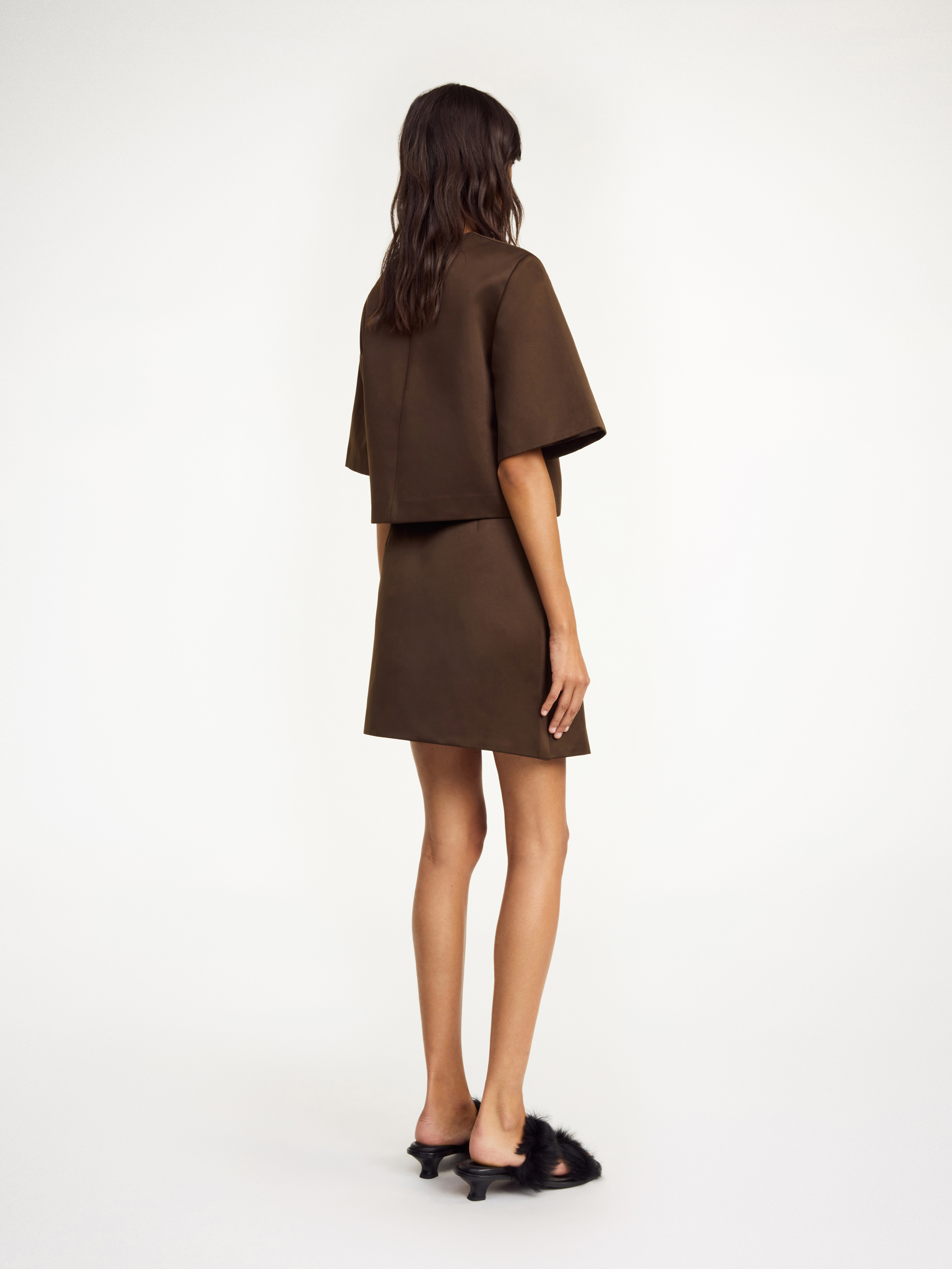 Shop By Malene Birger Raye Mini Skirt In Dark Mahogany