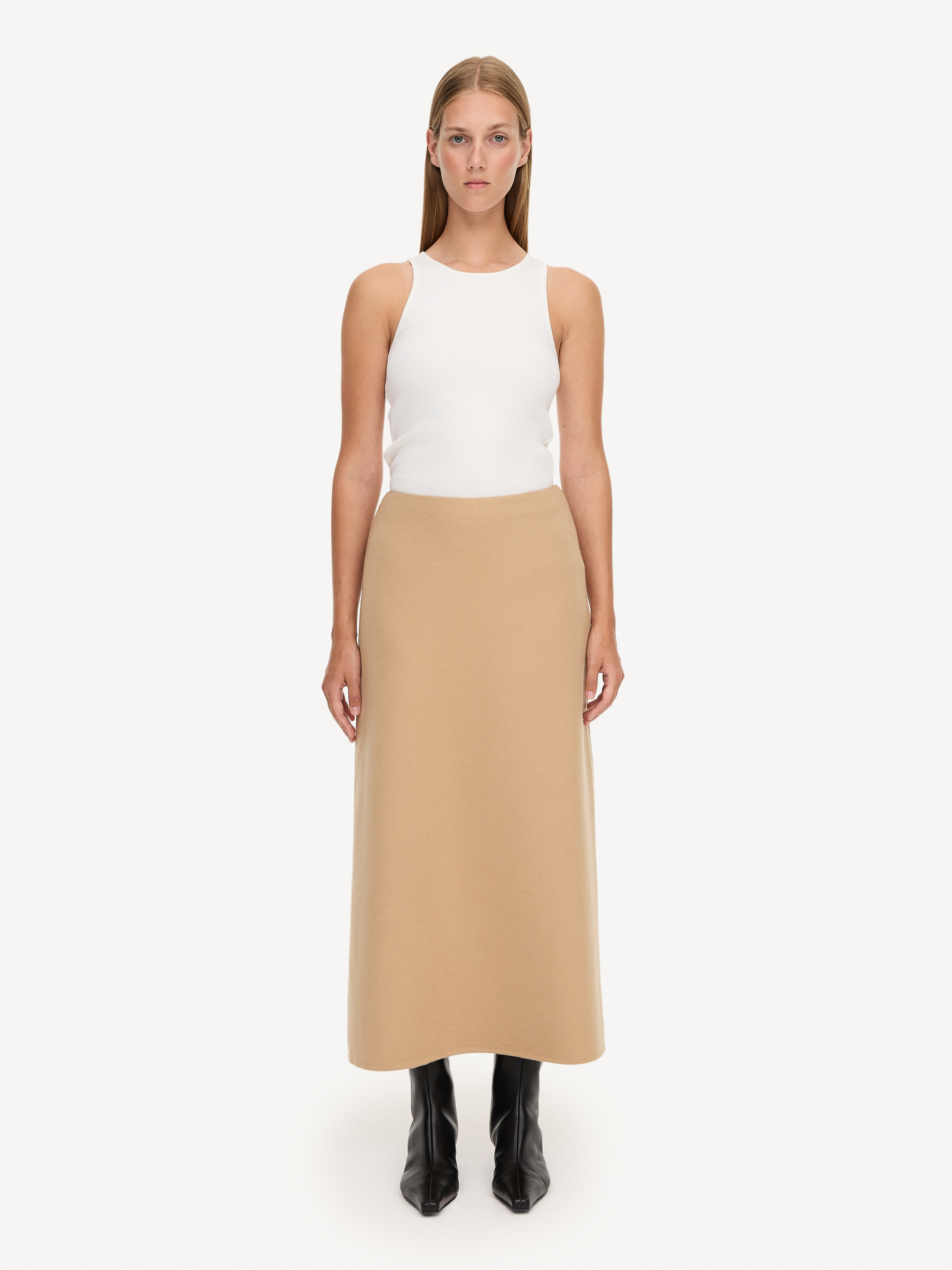 Shop By Malene Birger Palomie Midi Skirt In Dark Sand