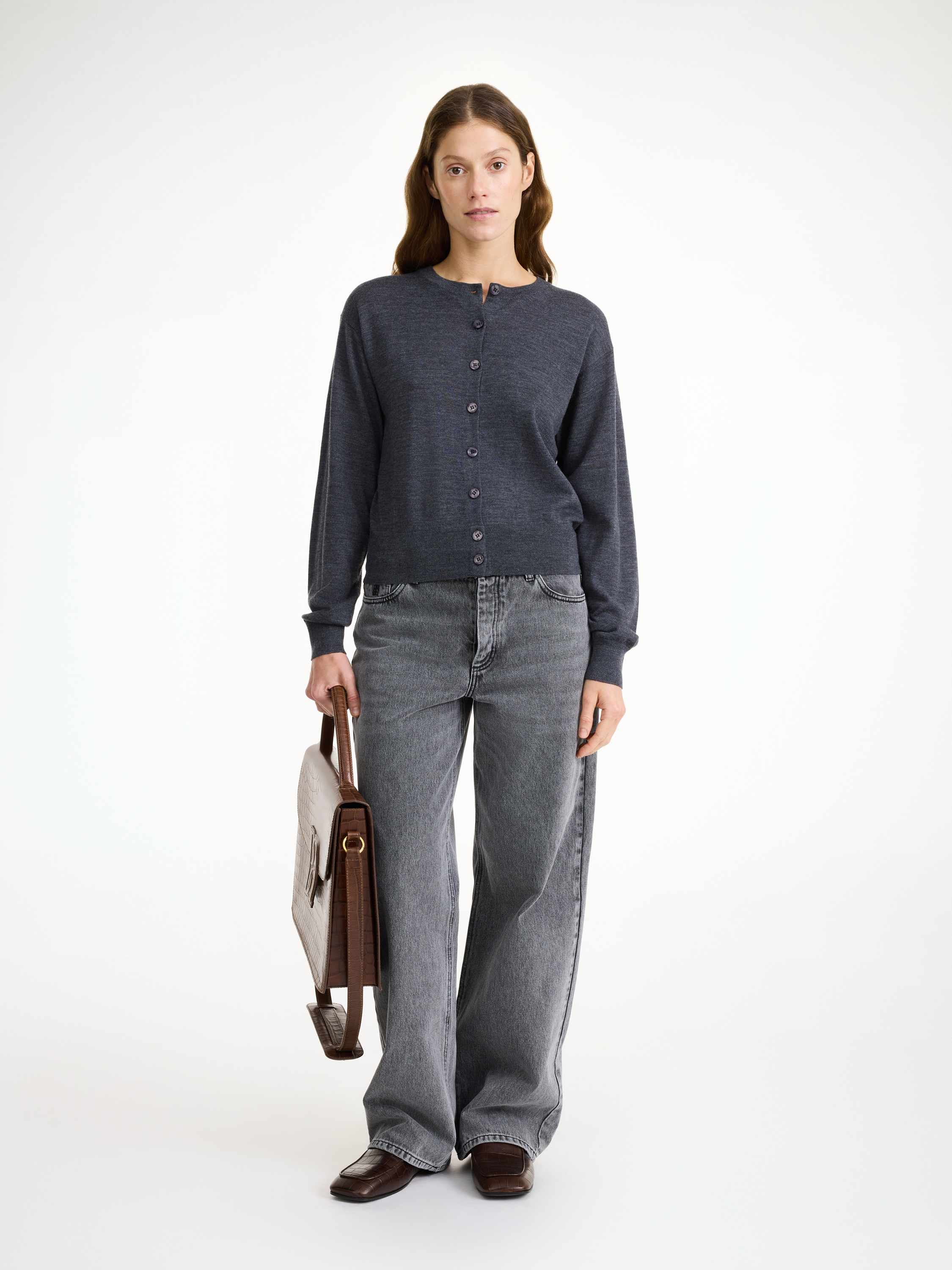 By Malene Birger Montie Merino Wool Cardigan In Jet Grey