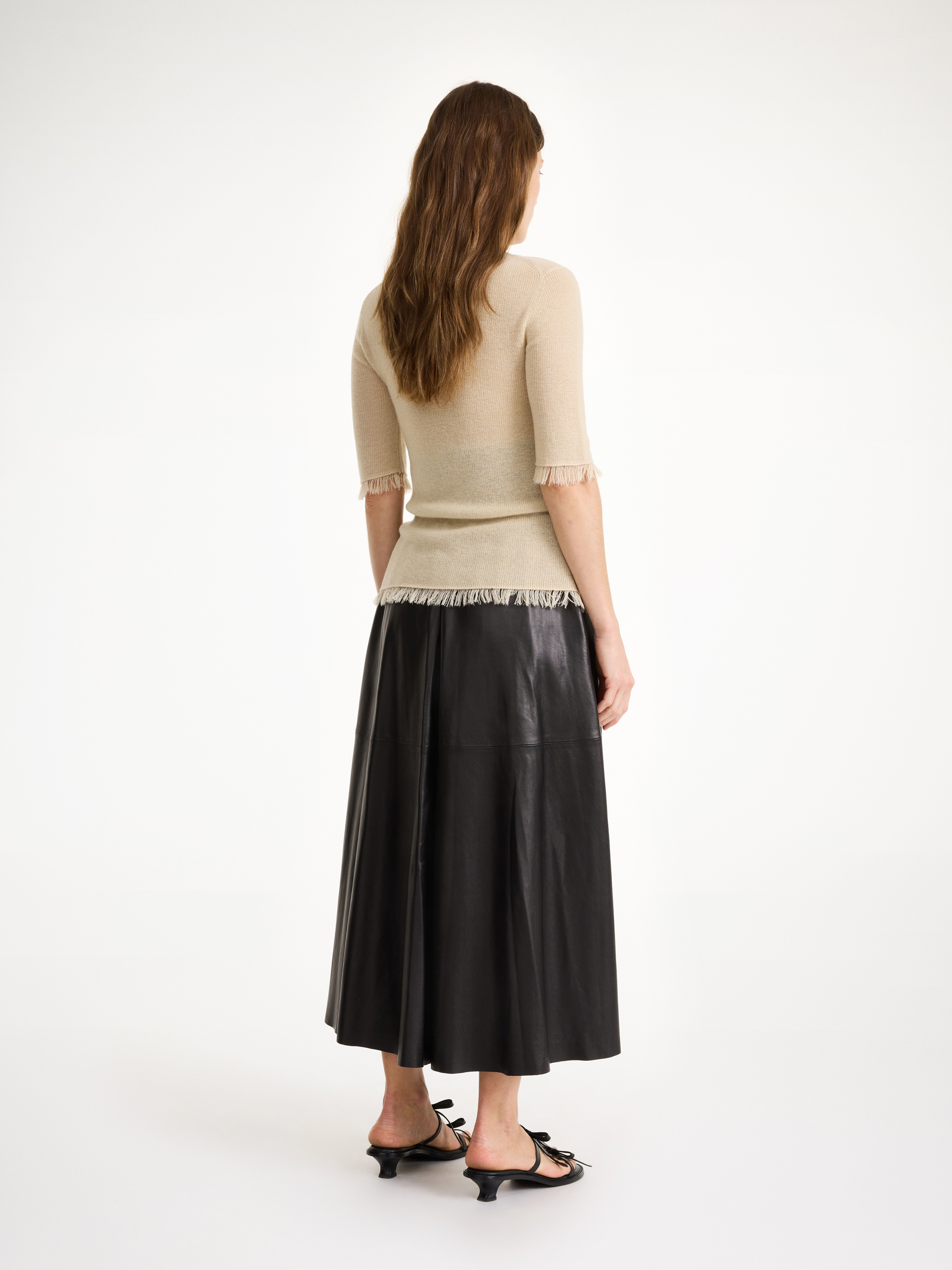 Shop By Malene Birger Mivilo Midi Leather Skirt In Black