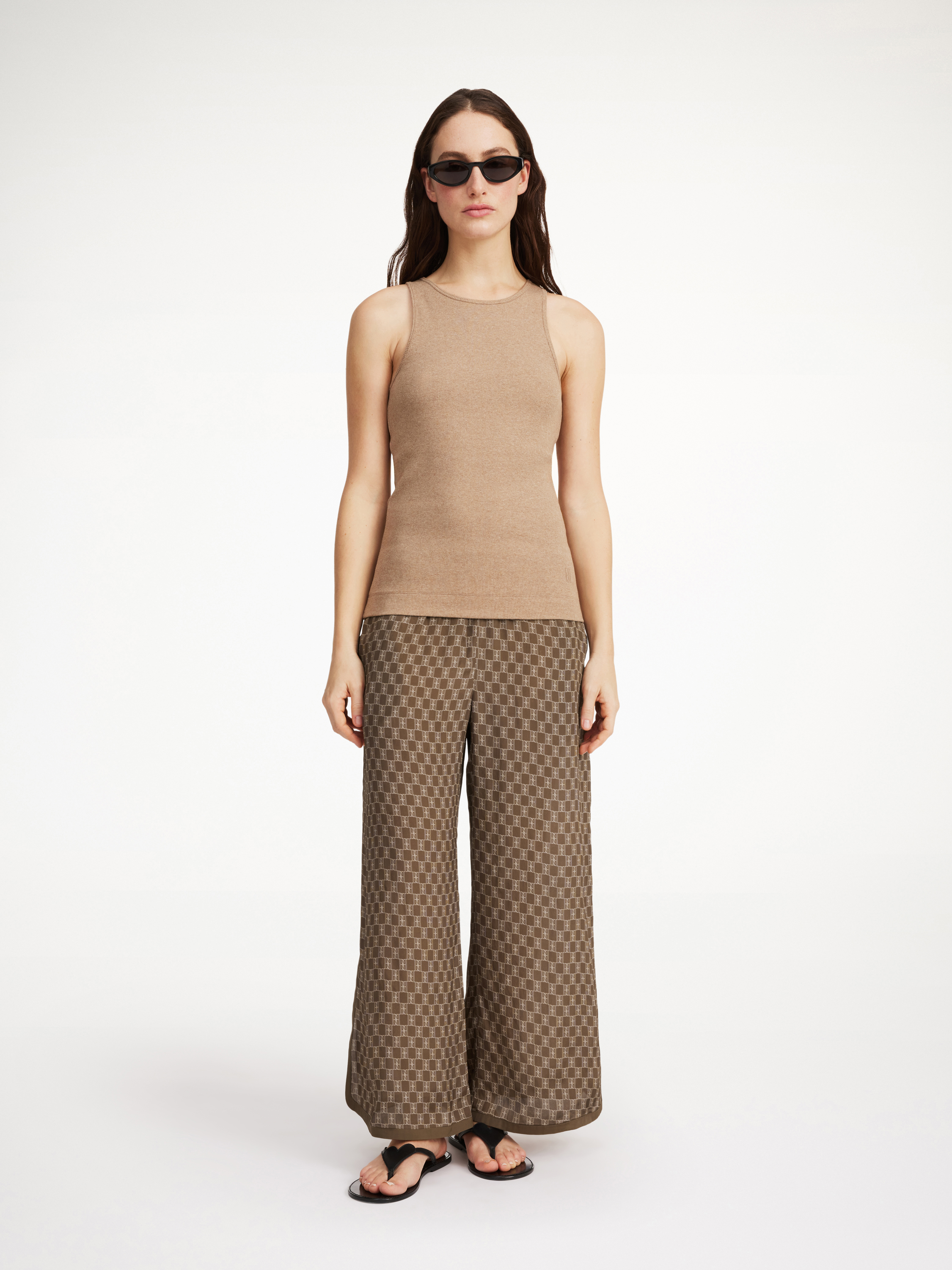 Shop By Malene Birger Louisan Wide-leg Trousers In Mono Lined 1dj