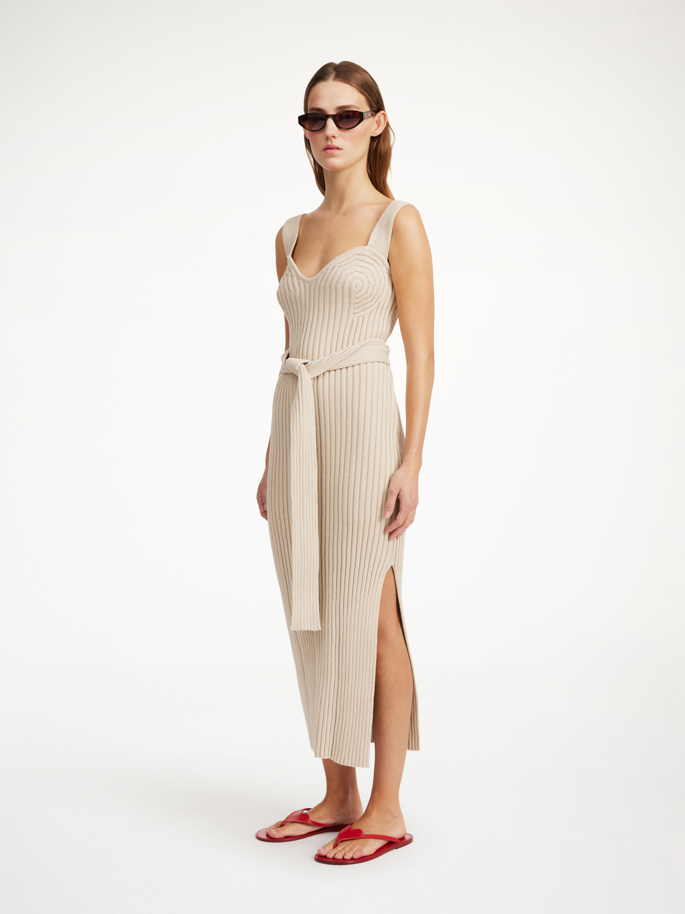 By Malene Birger Honeya Ribbed Maxi Dress In Oyster Gray