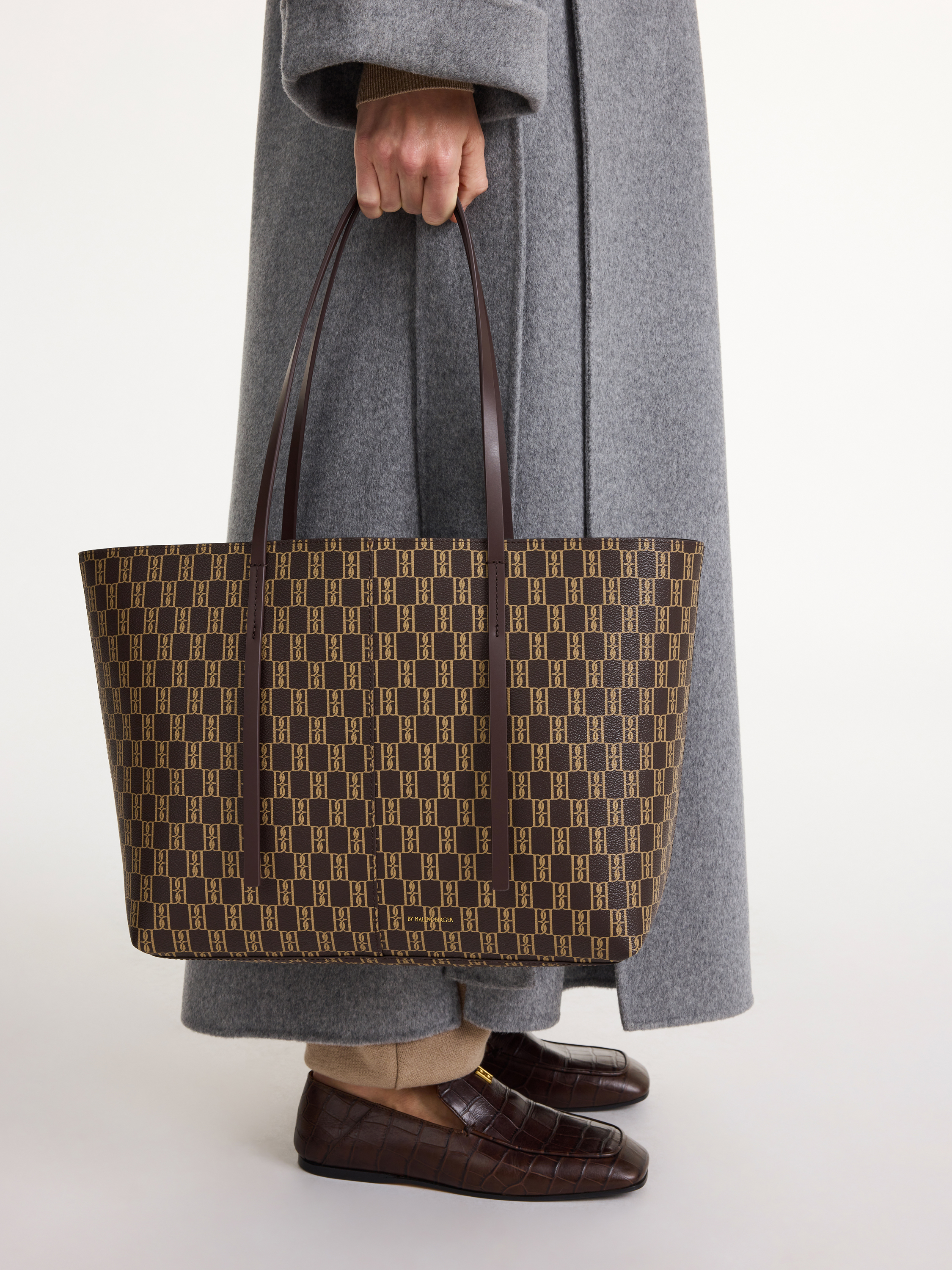 Shop By Malene Birger Abigail Monogram Tote Bag In Shale