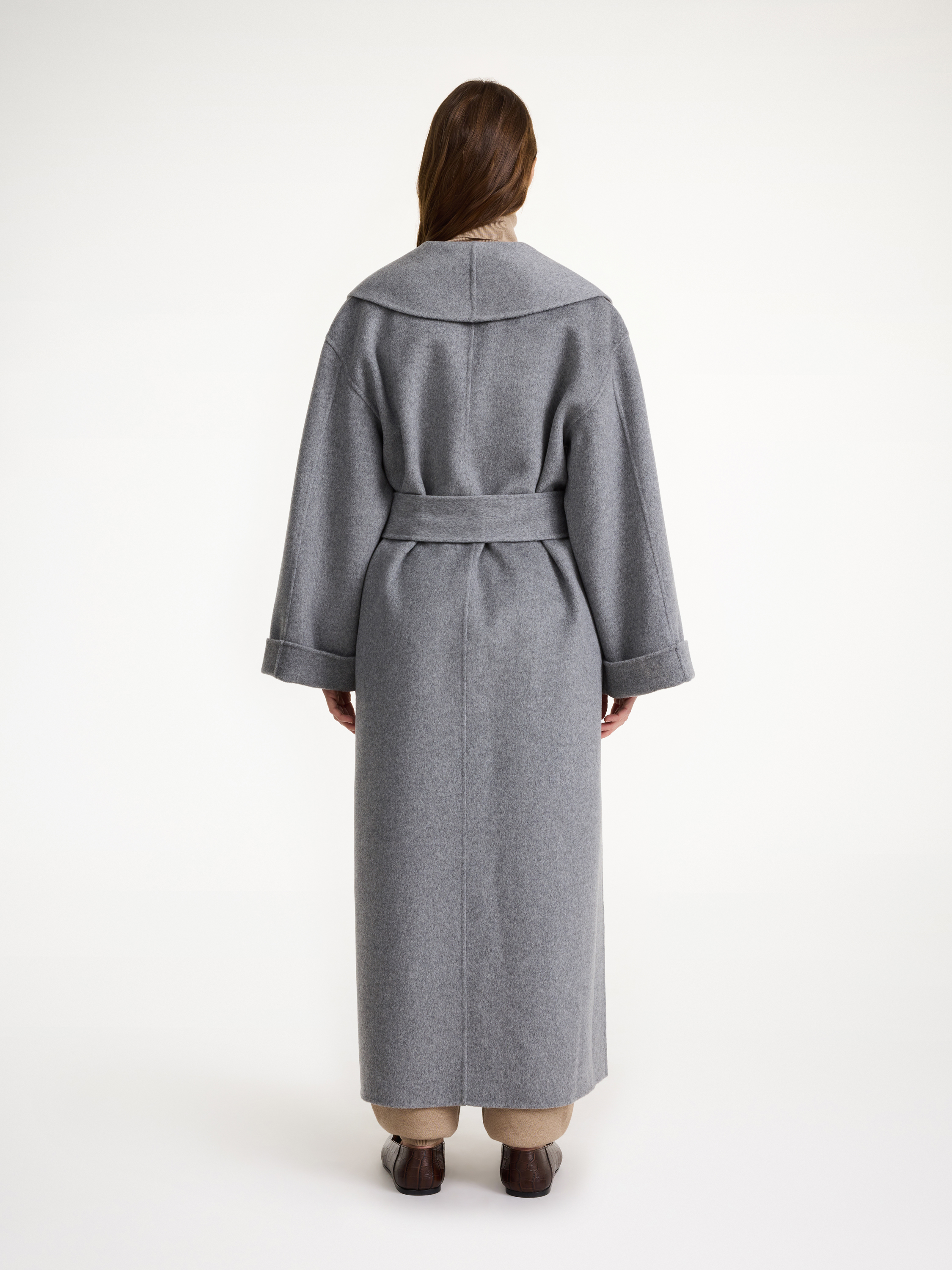 Shop By Malene Birger Trullem Wollmantel In Grey Melange