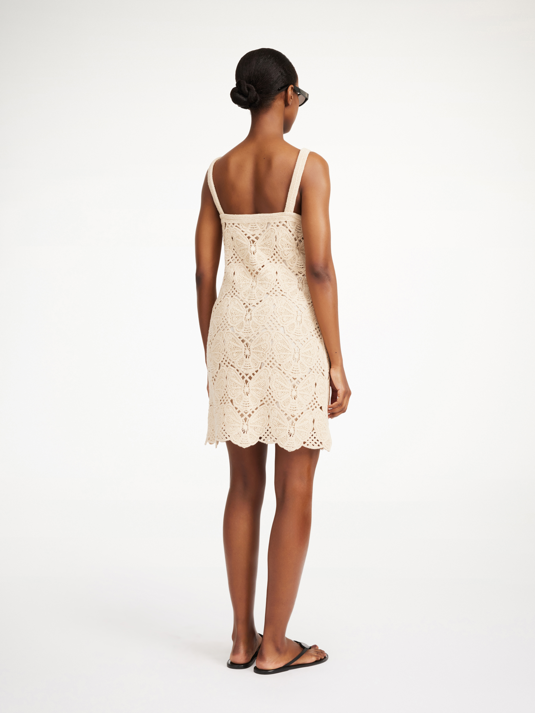 Shop By Malene Birger Falla Crochet Mini Dress In Oyster Gray