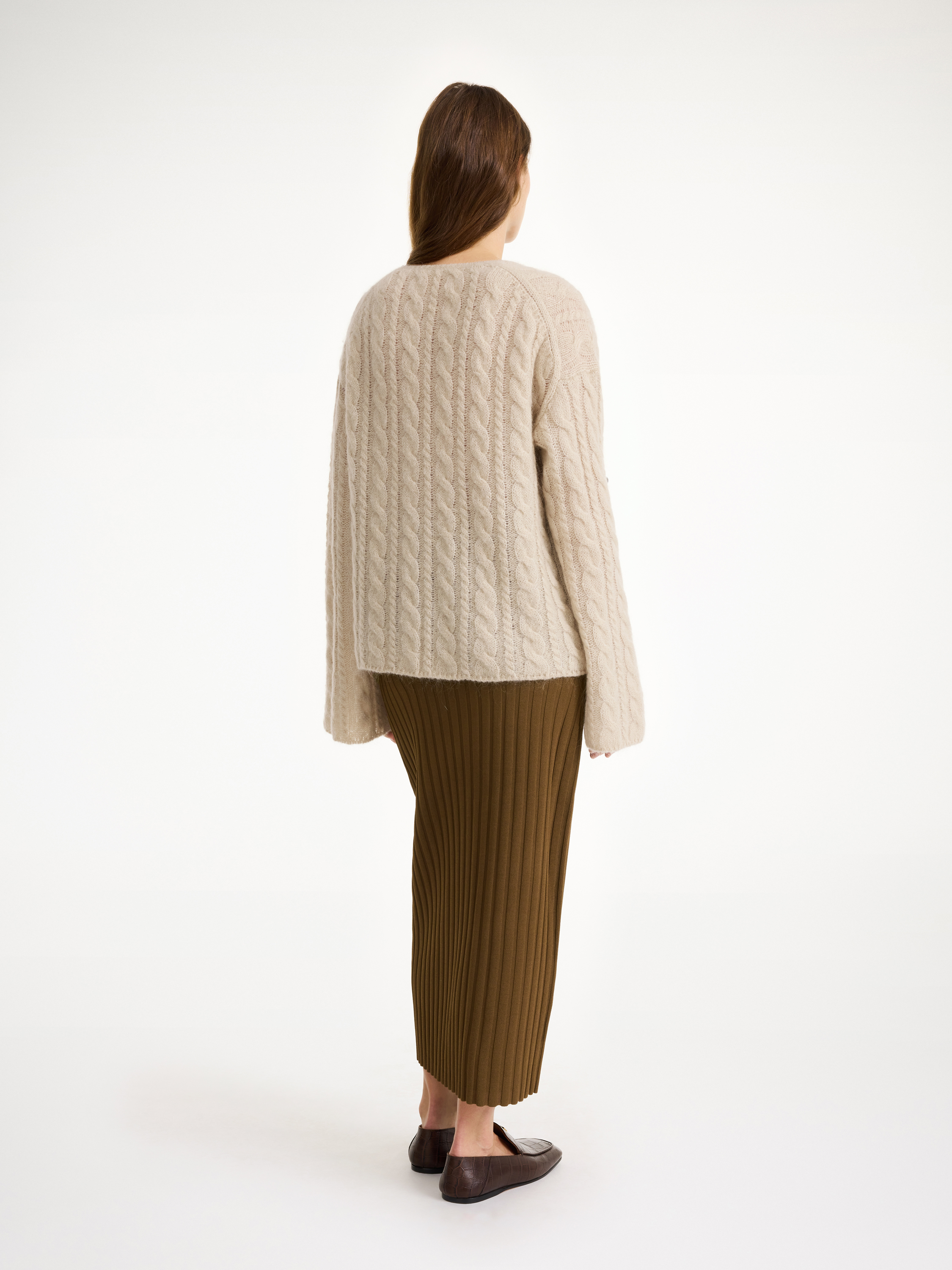 Shop By Malene Birger Cimone Cable-knit Sweater In Oyster Gray