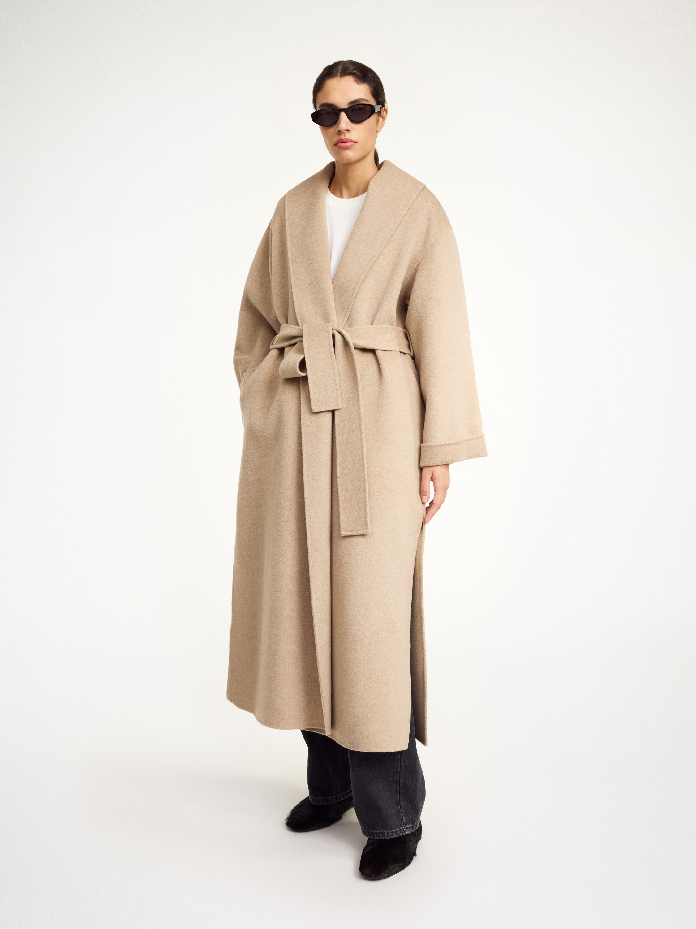 By Malene Birger Trullem Wool Coat In Grey Brown Melange