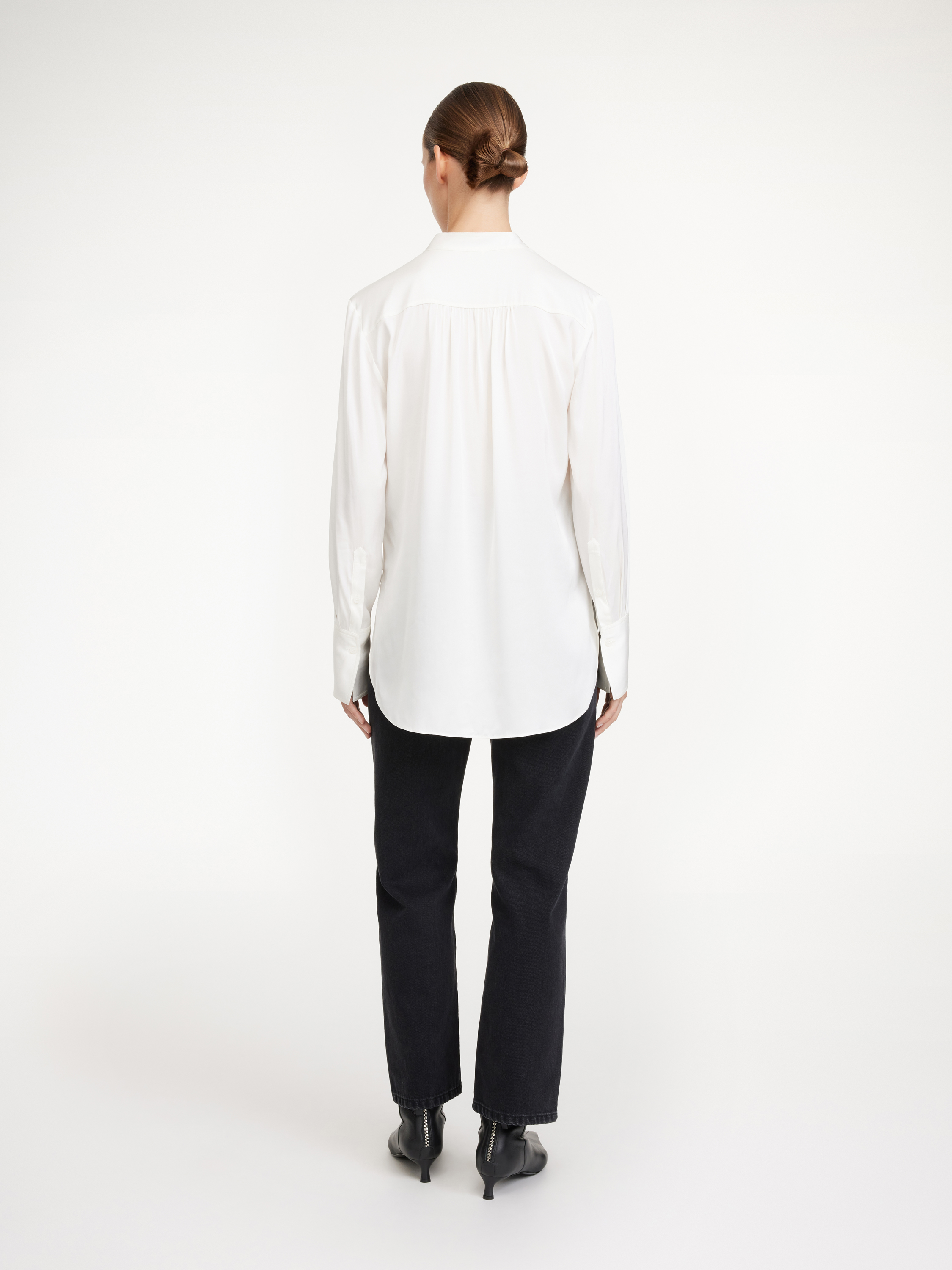 Shop By Malene Birger Mabillon Silk Shirt In Soft White