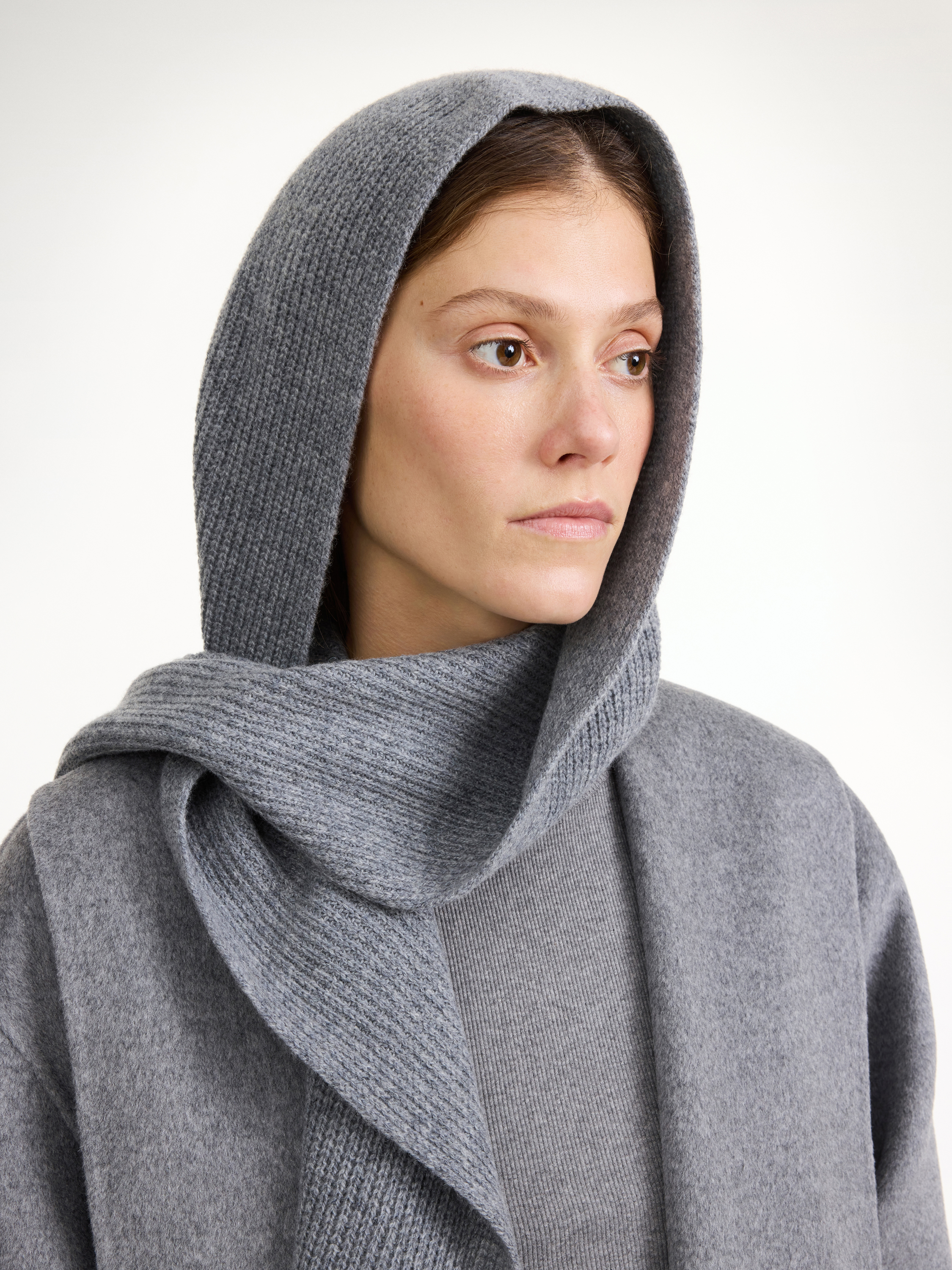 Shop By Malene Birger Florea Hood In Grey Melange