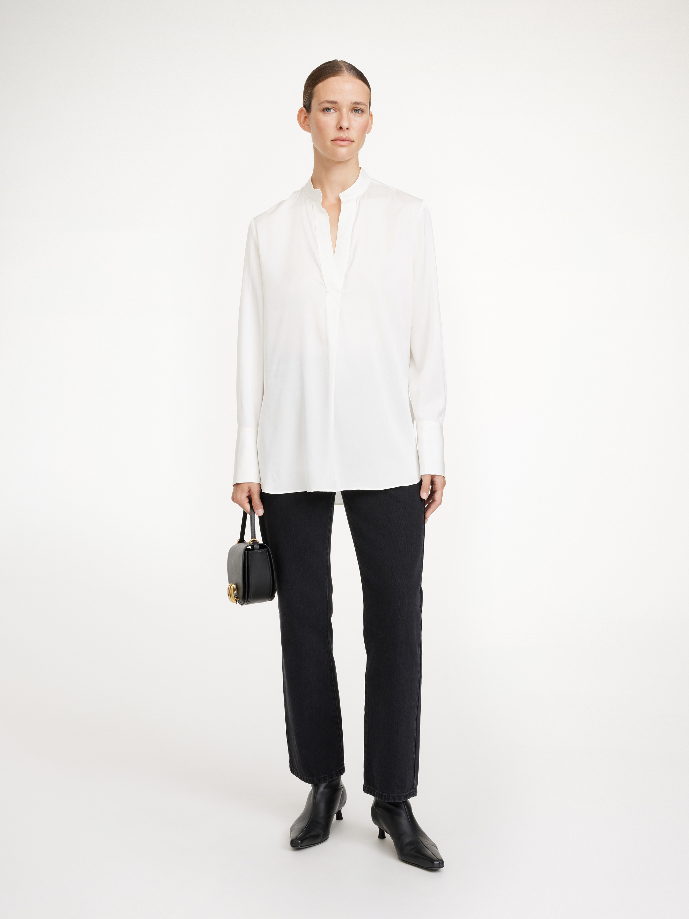 Shop By Malene Birger Mabillon Silk Shirt In Soft White