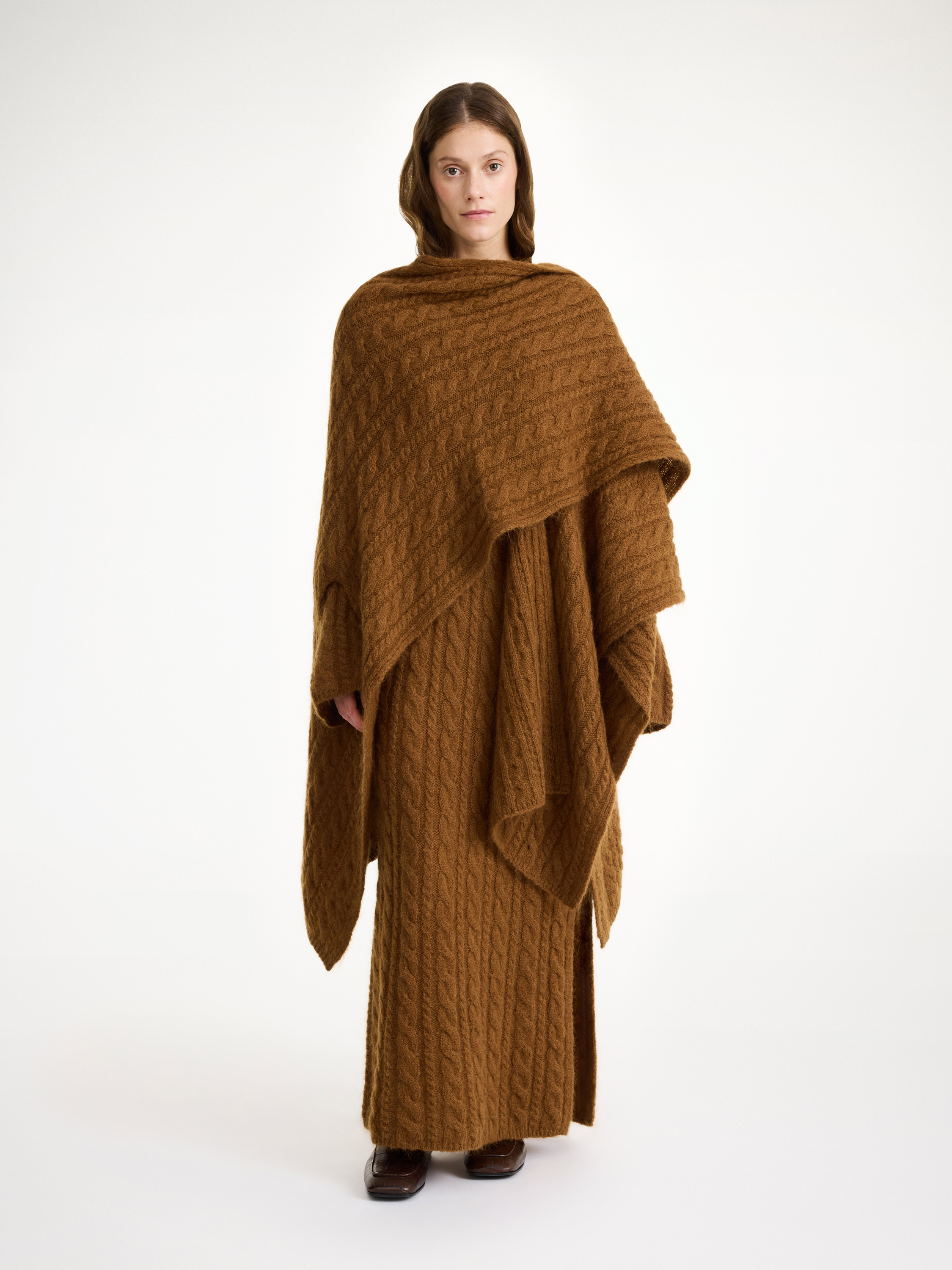 By Malene Birger Kassillas Wool-blend Poncho In Brown