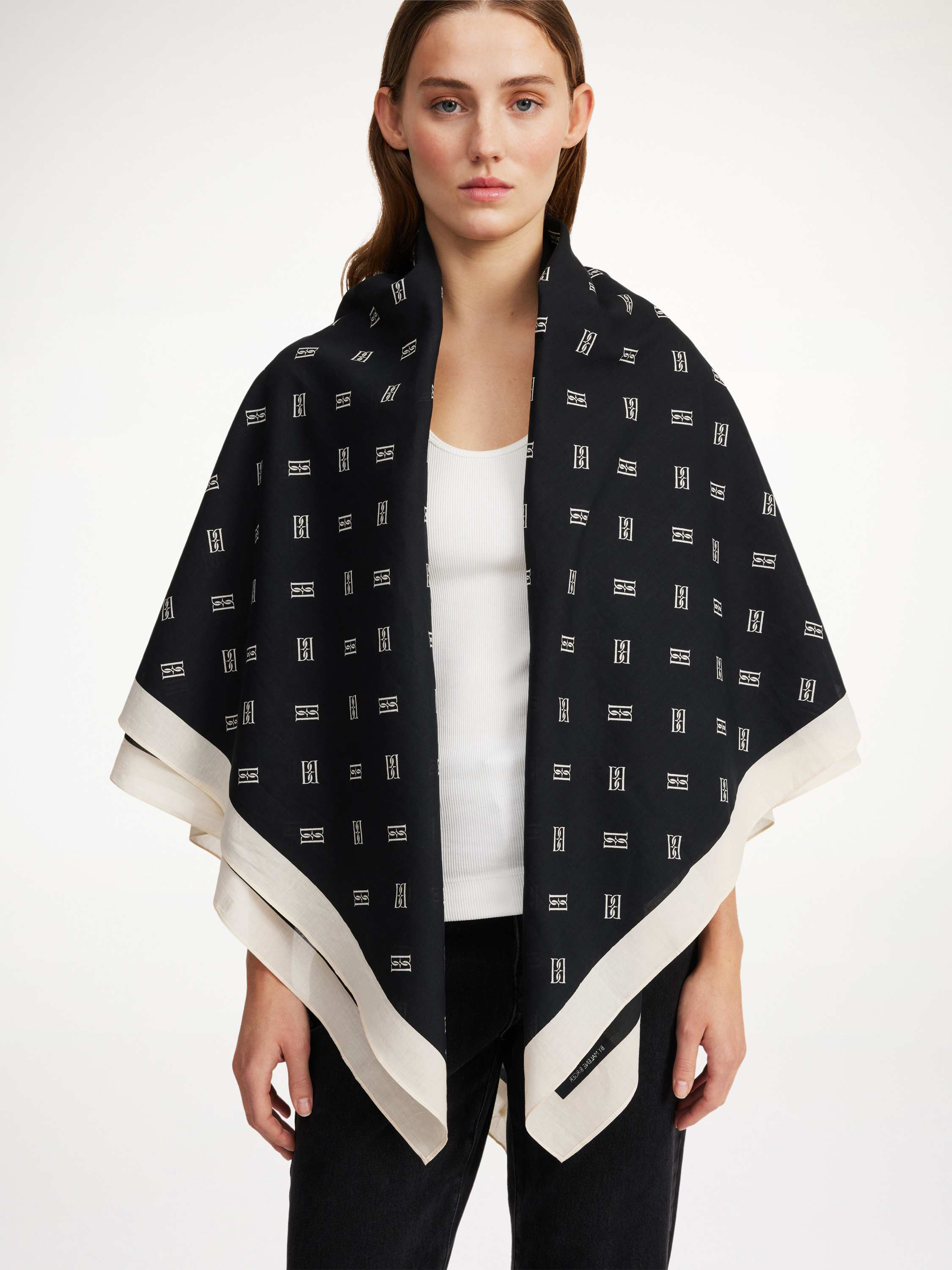 Shop By Malene Birger Cialos Organic Cotton Scarf In Black