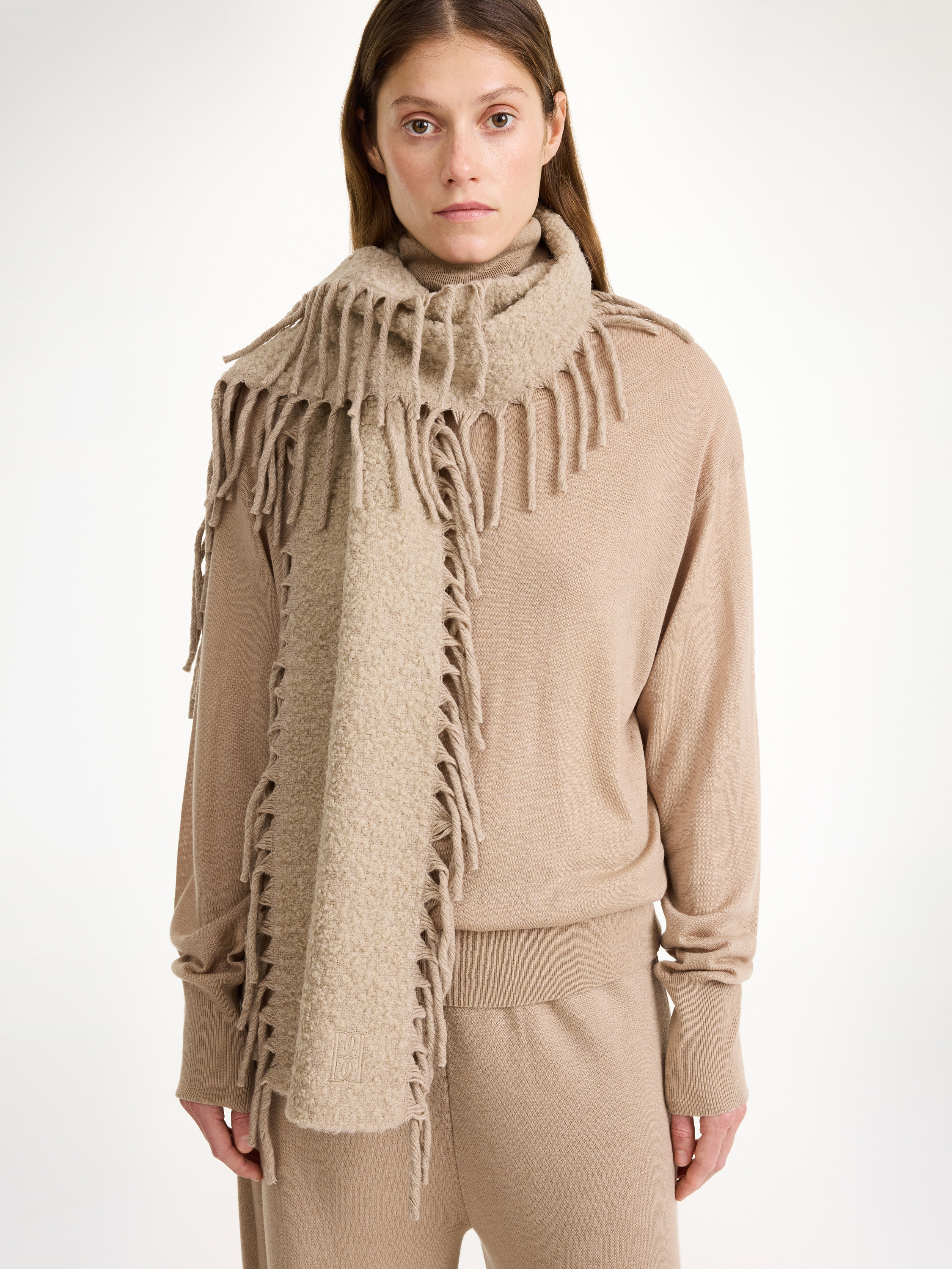 Shop By Malene Birger Fringly Wool Scarf In Tehina