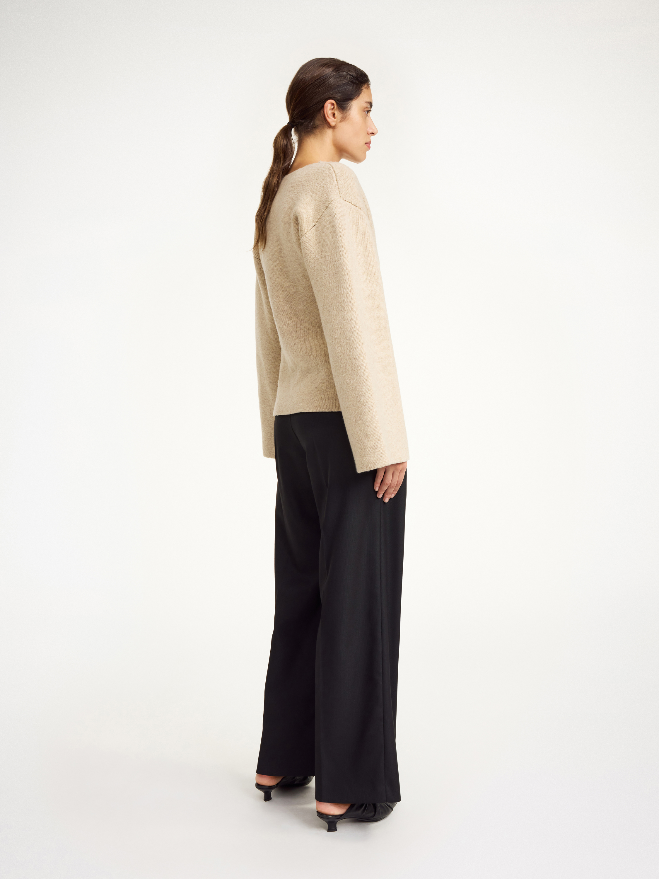 Shop By Malene Birger Tinley Wool Cardigan In Twill Beige