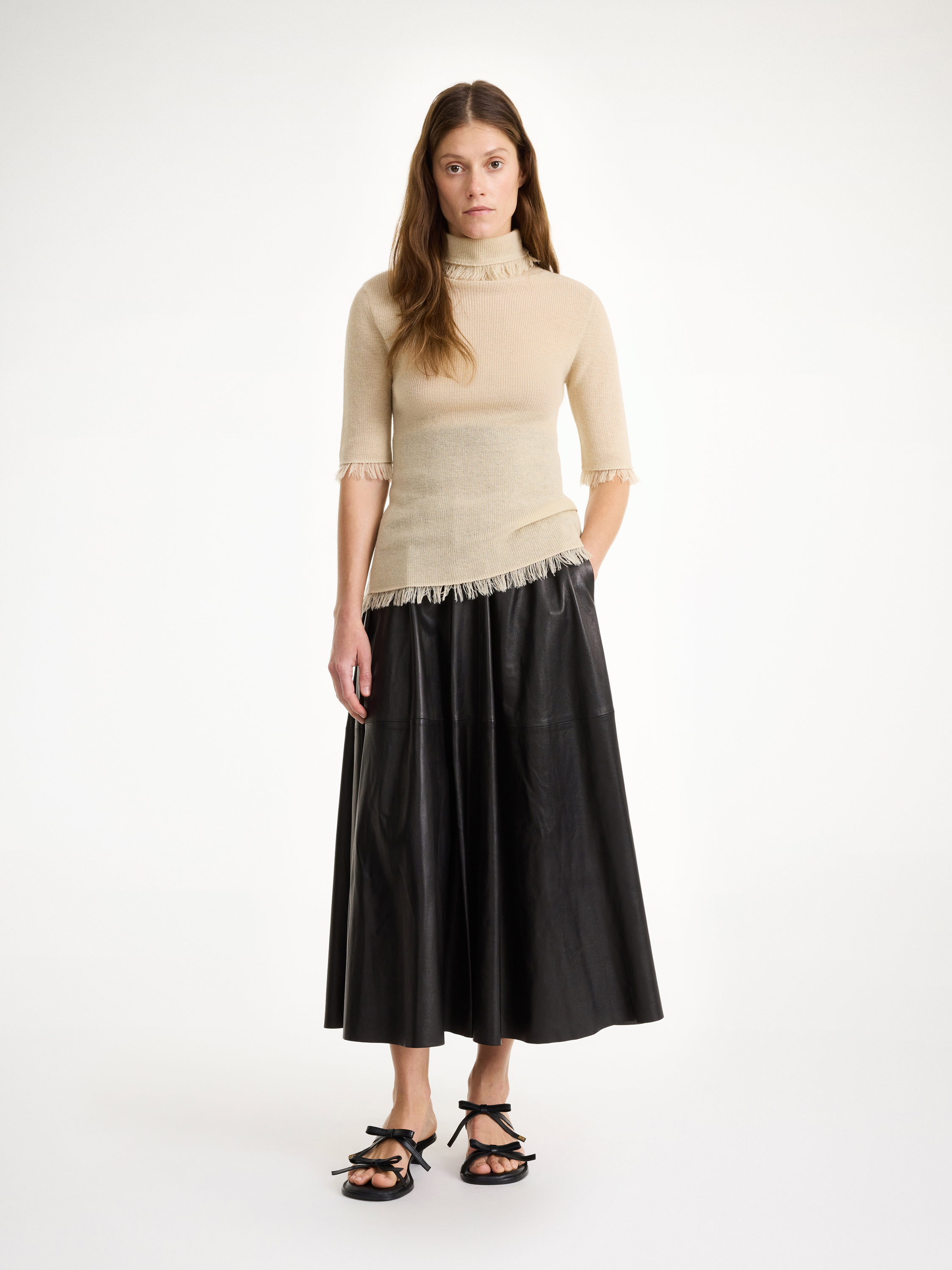 By Malene Birger Mivilo Midi Leather Skirt In Black