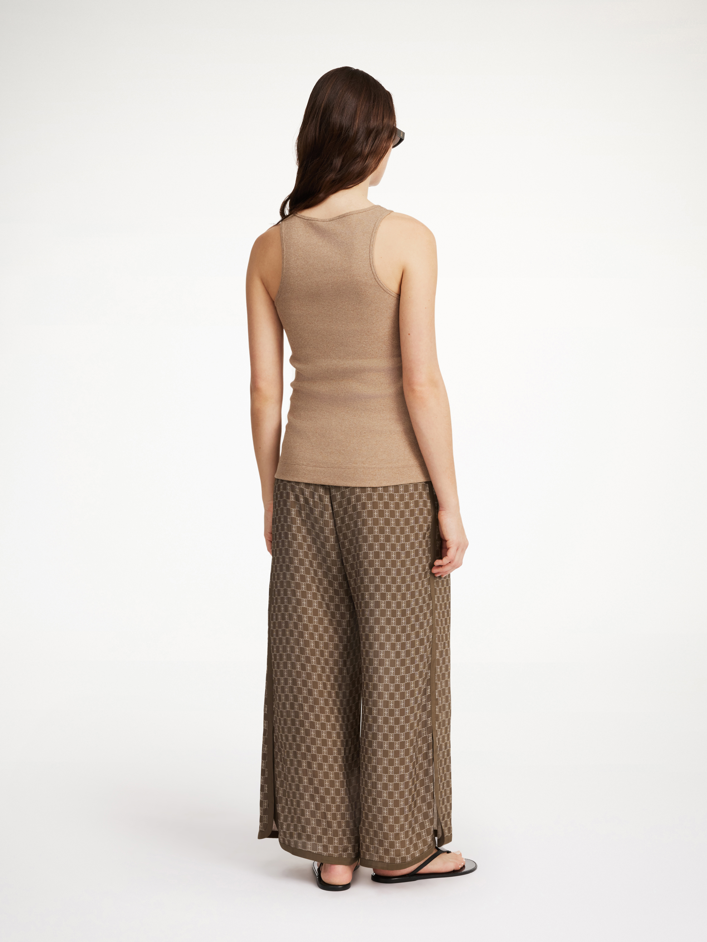 Shop By Malene Birger Louisan Wide-leg Trousers In Mono Lined 1dj