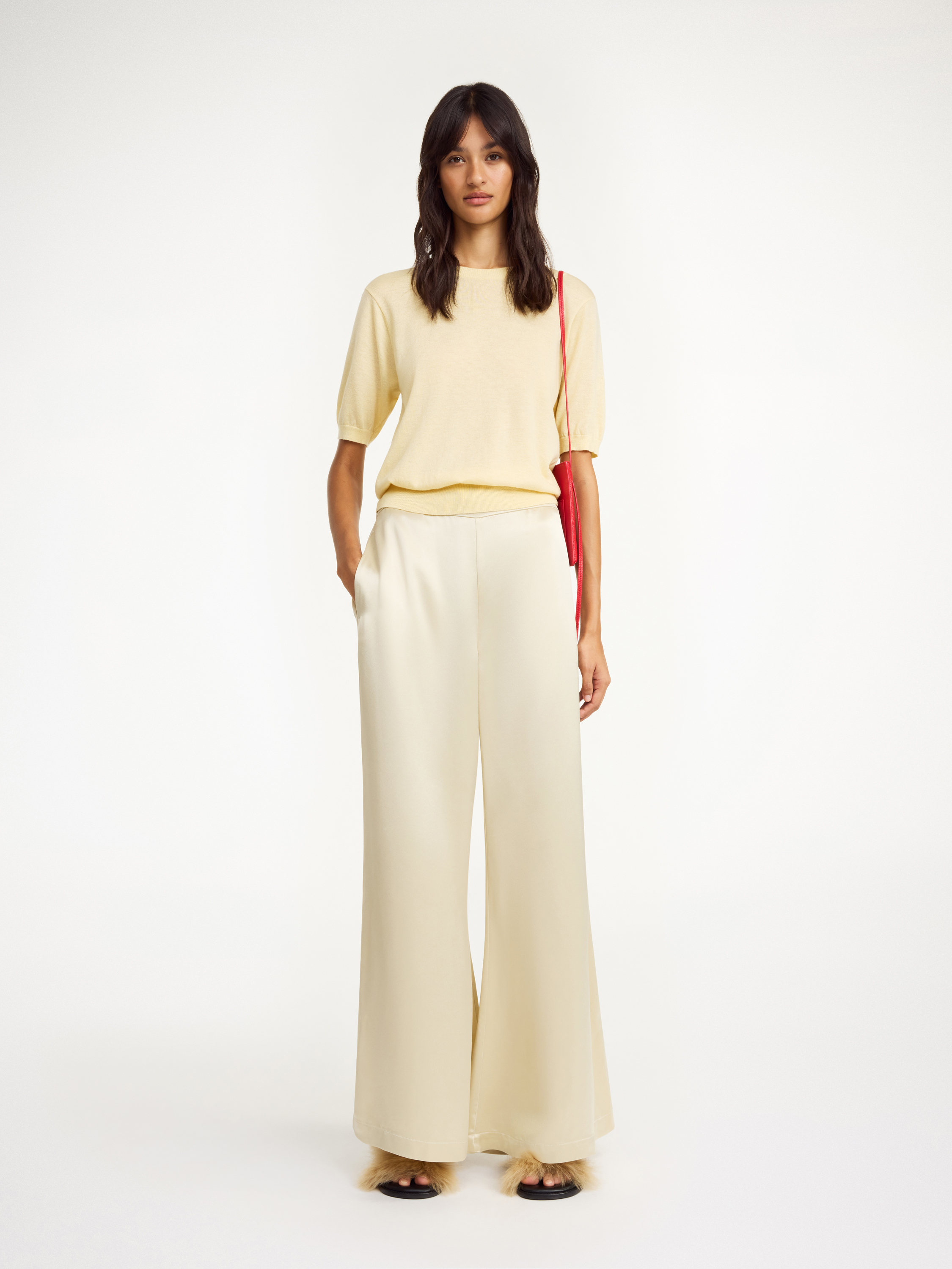 Shop By Malene Birger Lucee Flared Trousers In Oyster Gray