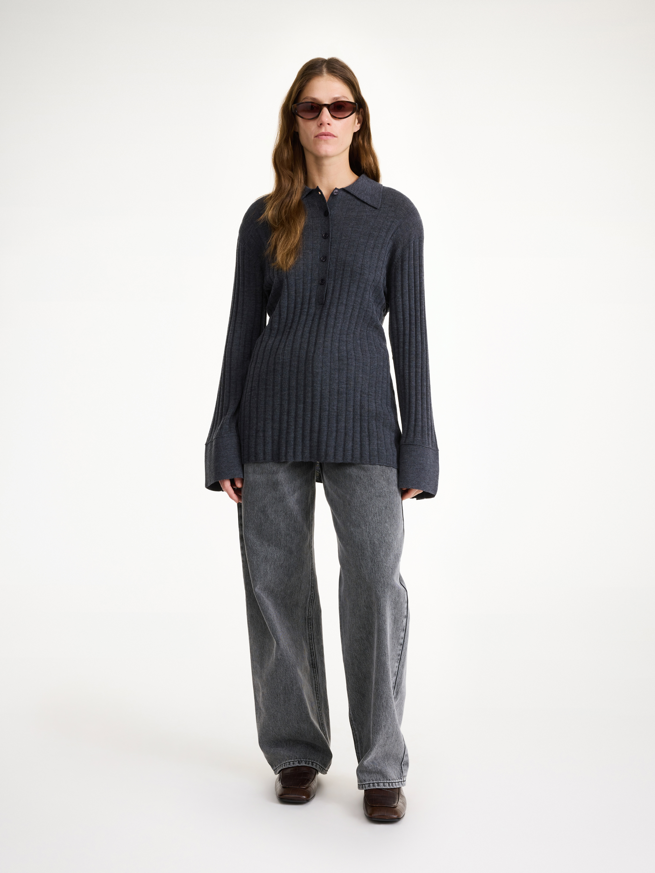 By Malene Birger Delphine Merino Wool Sweater In Jet Grey