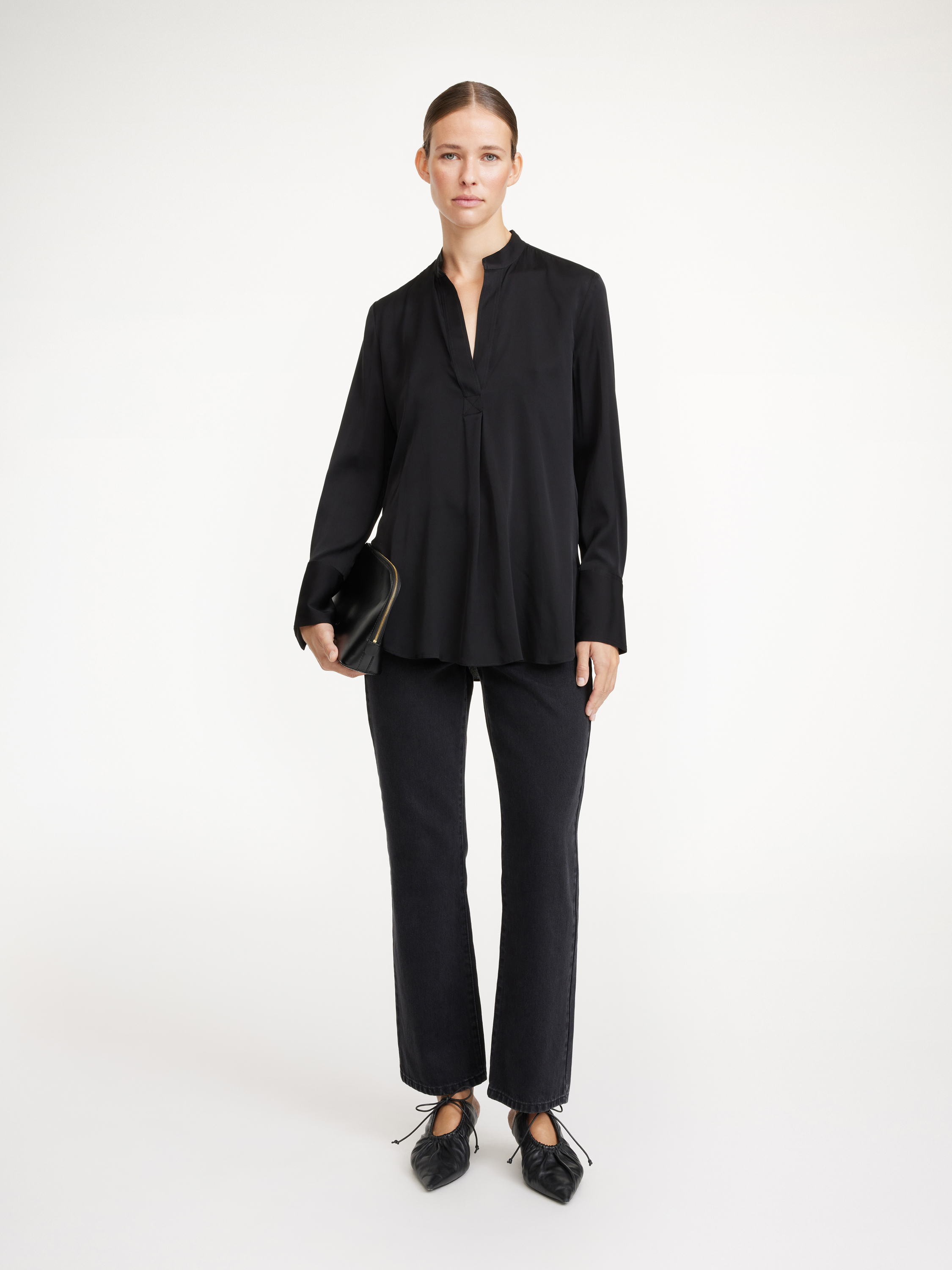 Shop By Malene Birger Mabillon Silk Shirt In Black