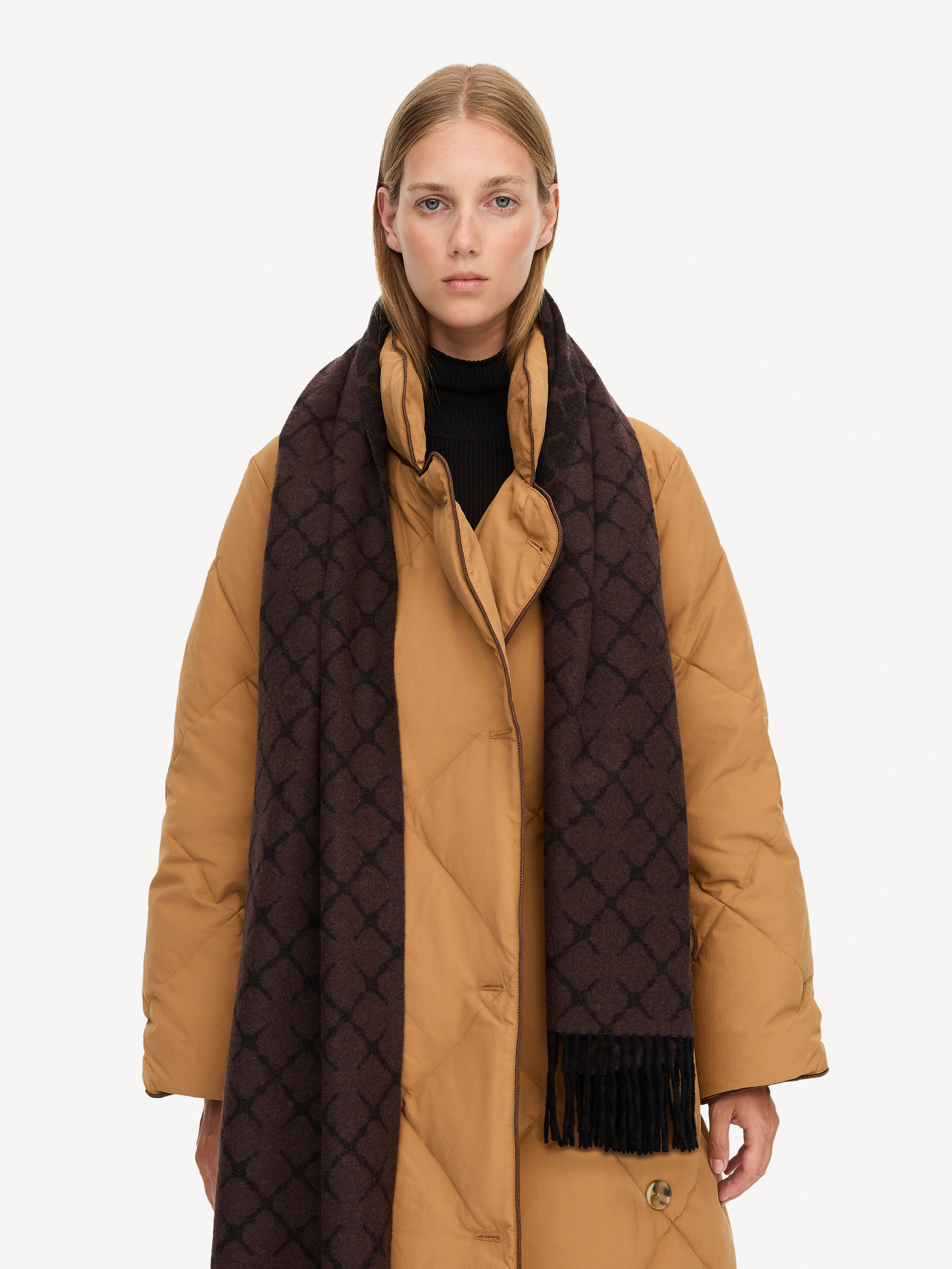 Shop By Malene Birger Ortega Cashmere-blend Scarf In Dark Chokolate